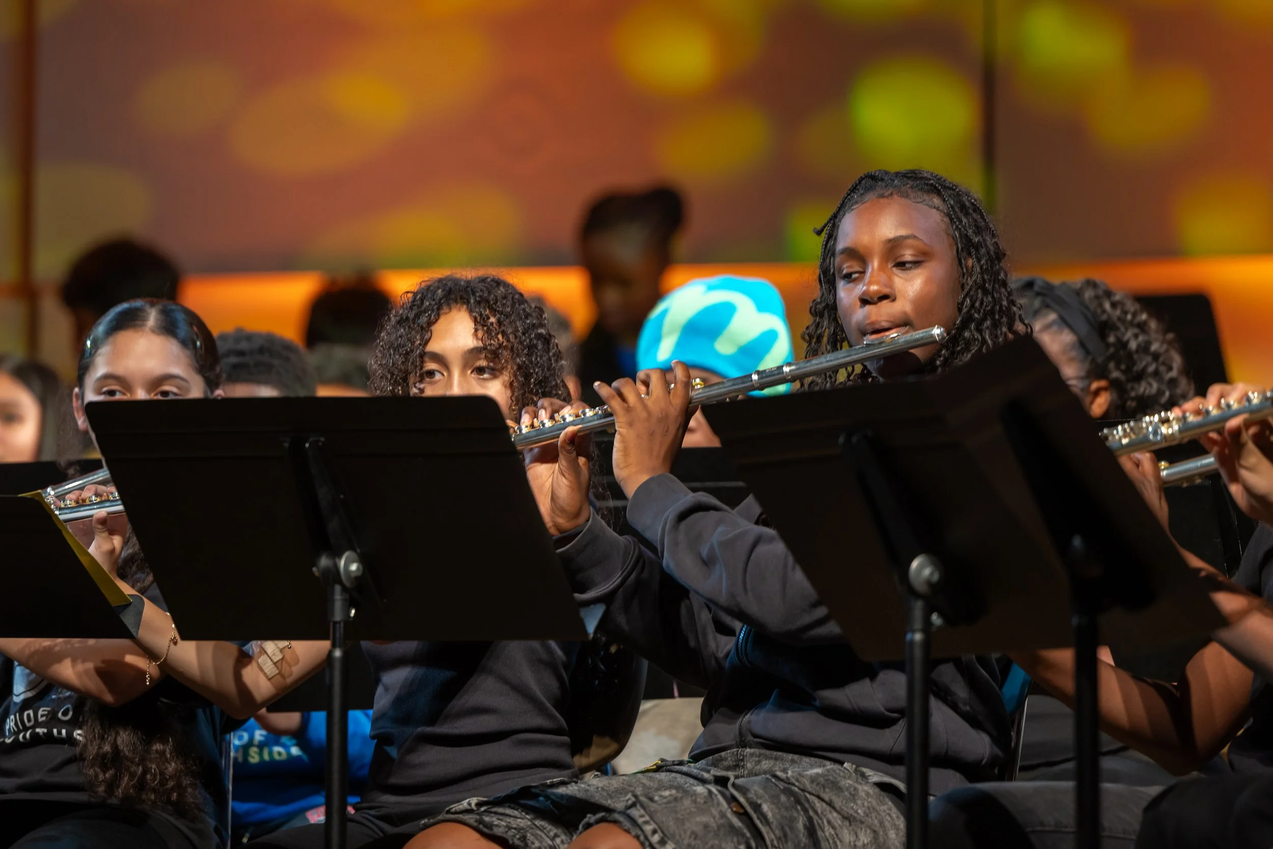 middle school students perform in band concert