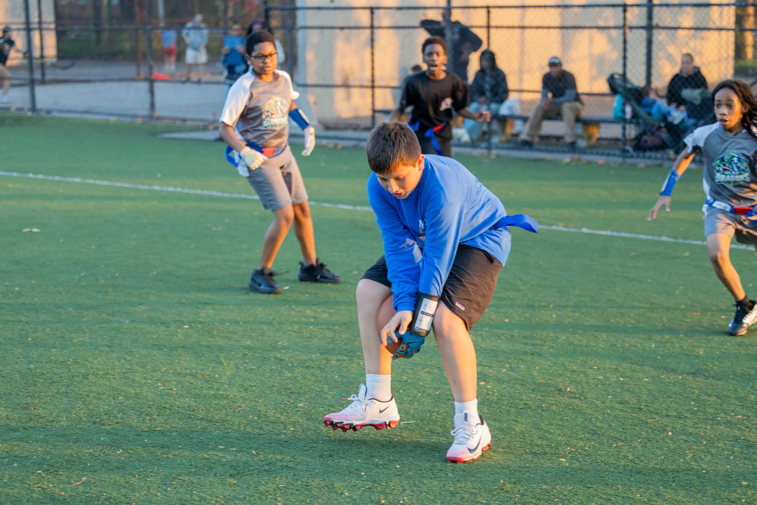 MS 50 flag football team plays