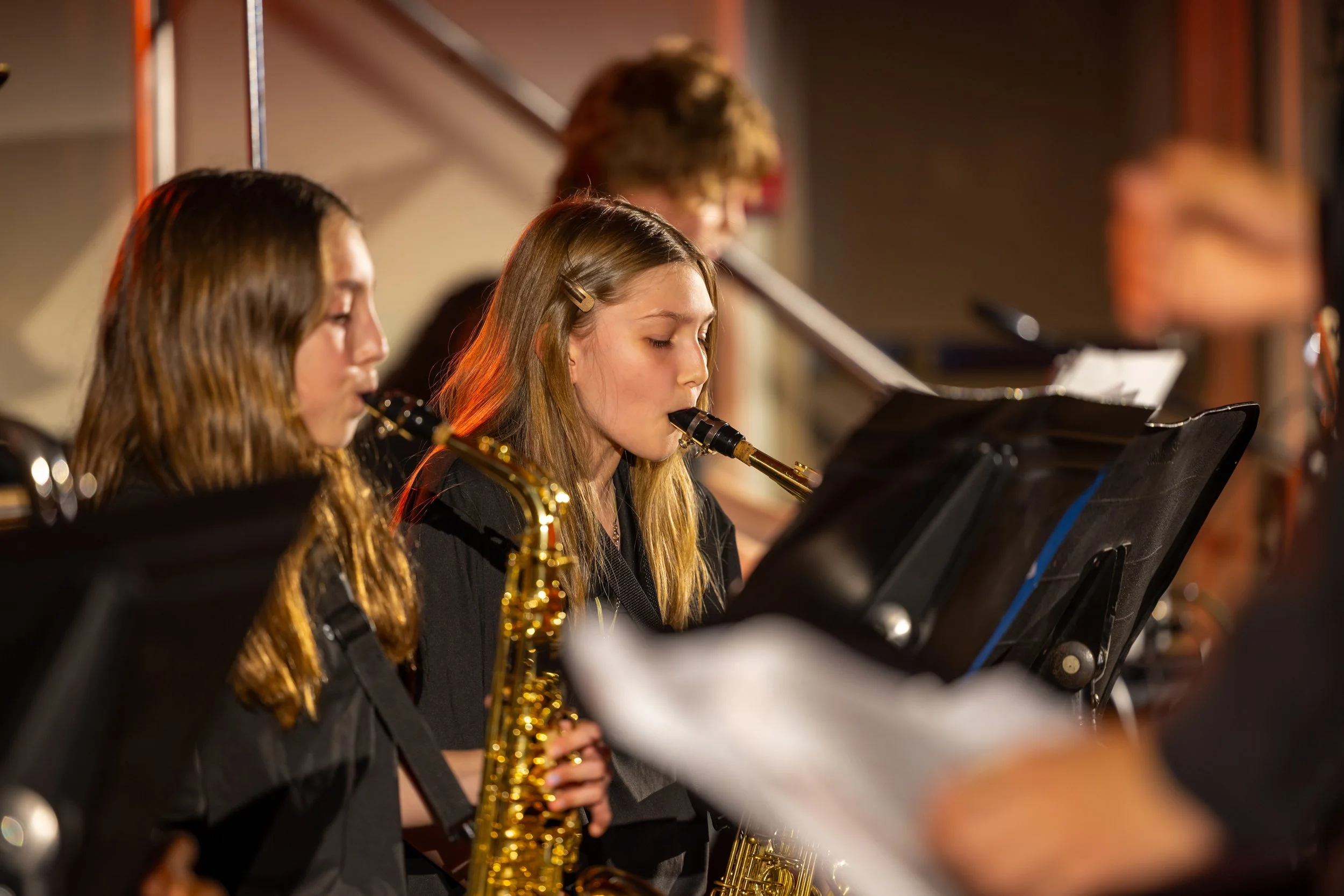 middle school students perform in band concert