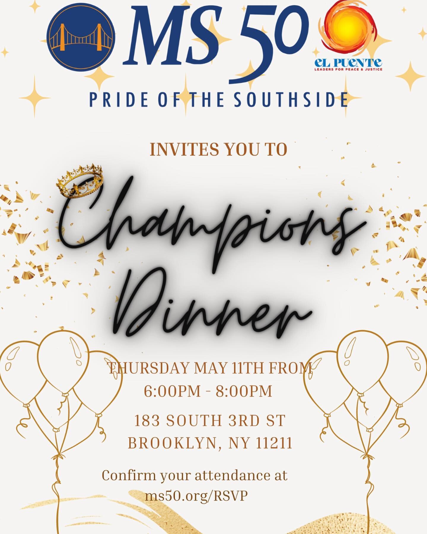 Join us this Thursday for our Annual Champions Dinner!
