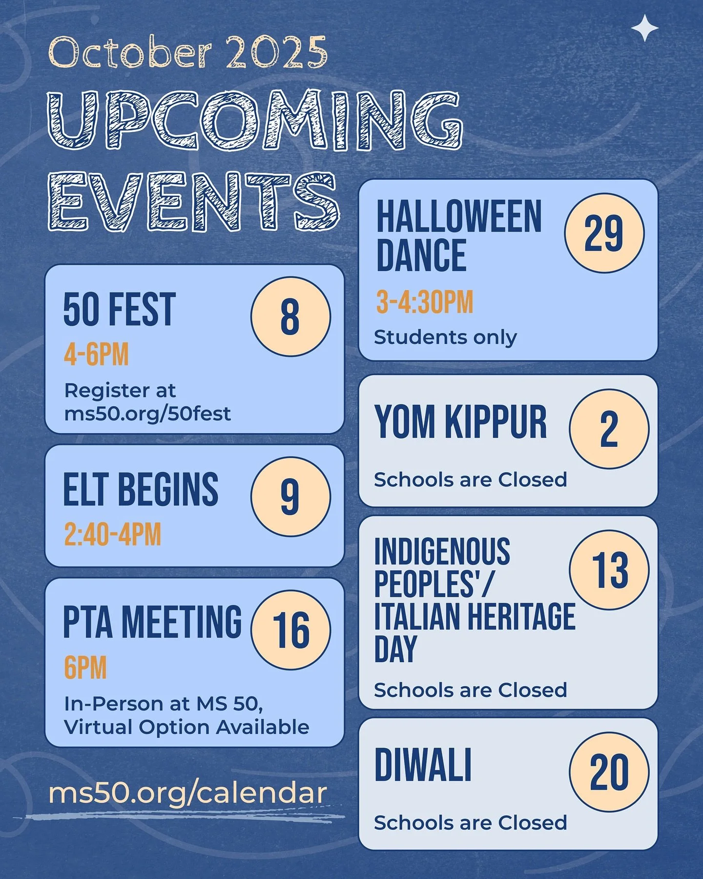 Upcoming this month at MS 50!
