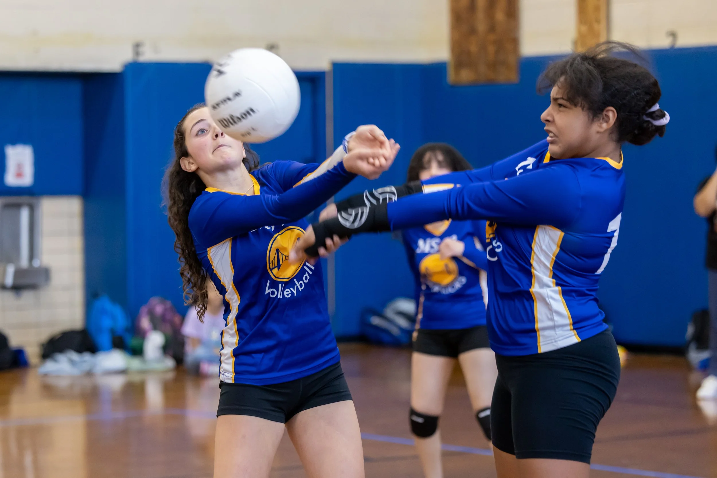 MS 50 students playing volleyball