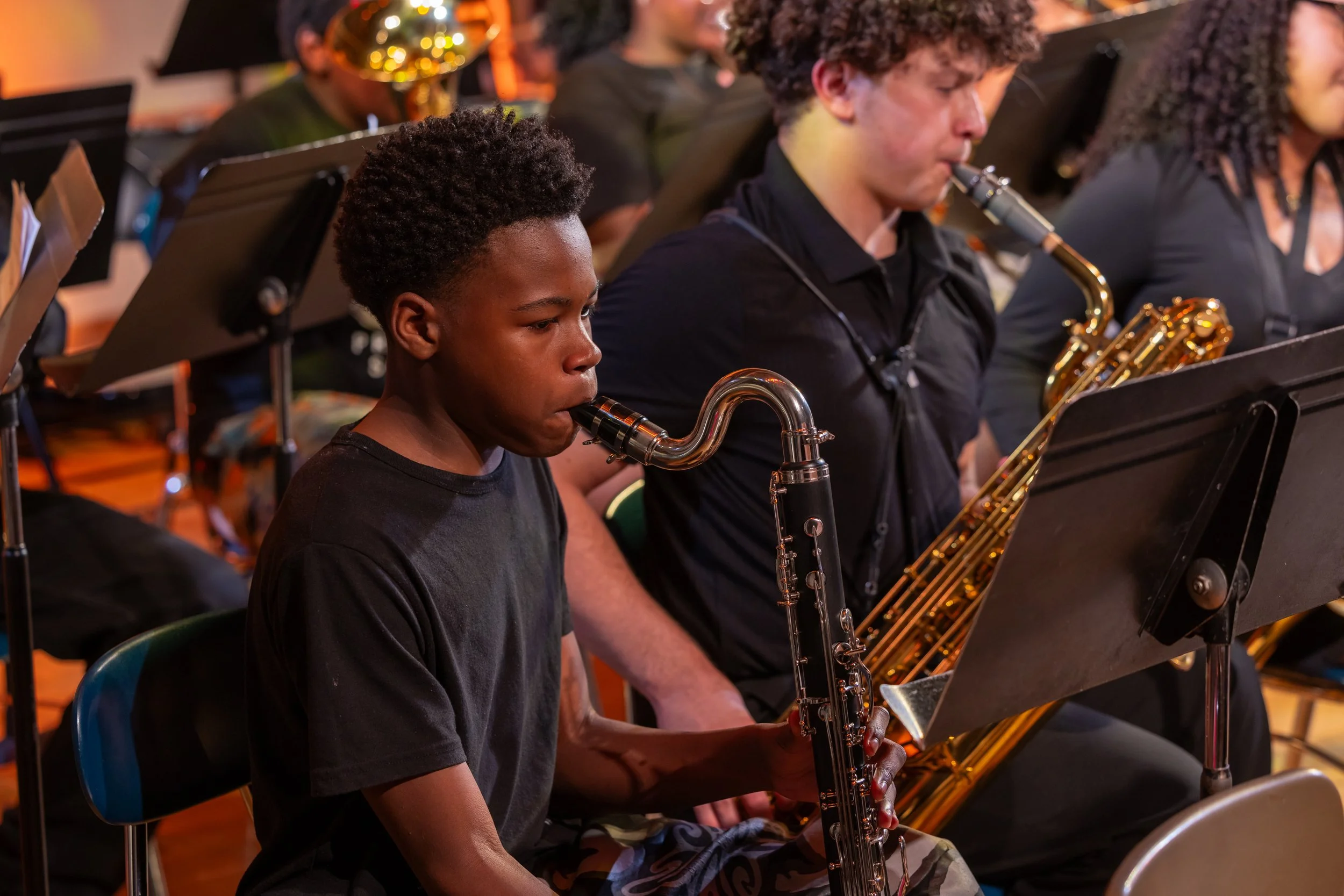 middle school students perform in band concert