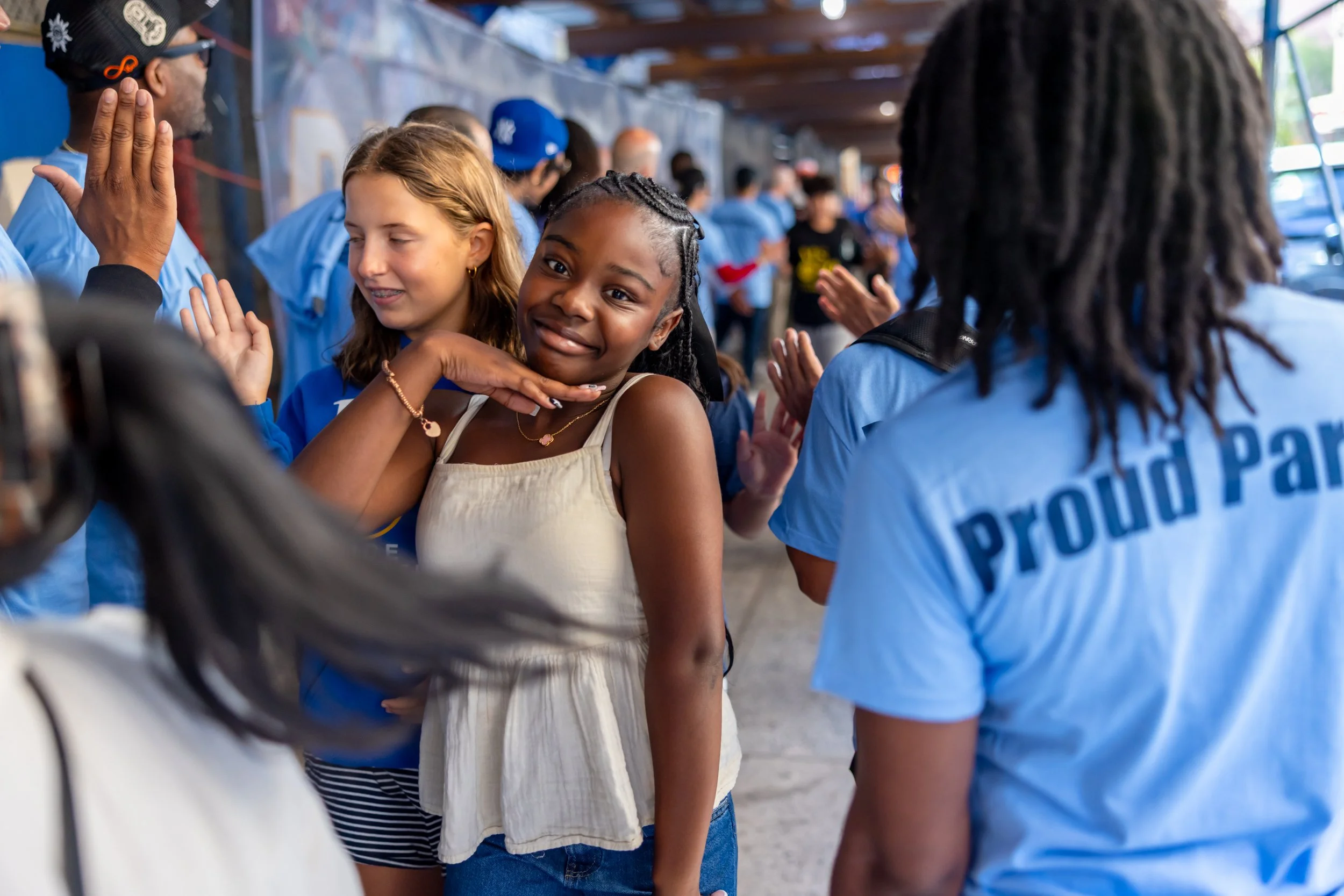 Students get high fives from parents