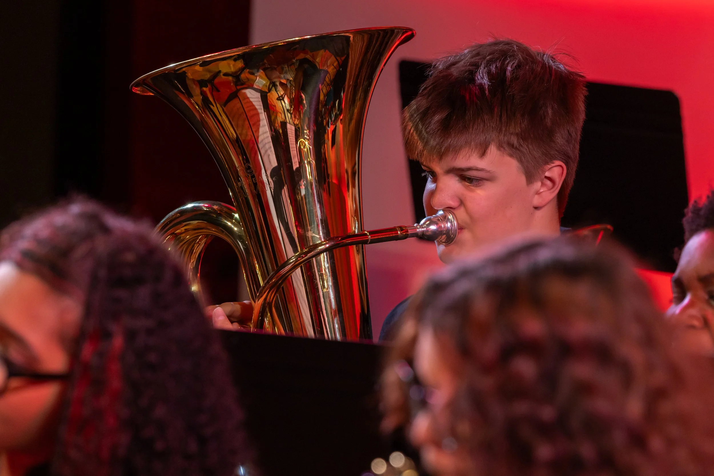 middle school students perform in band concert