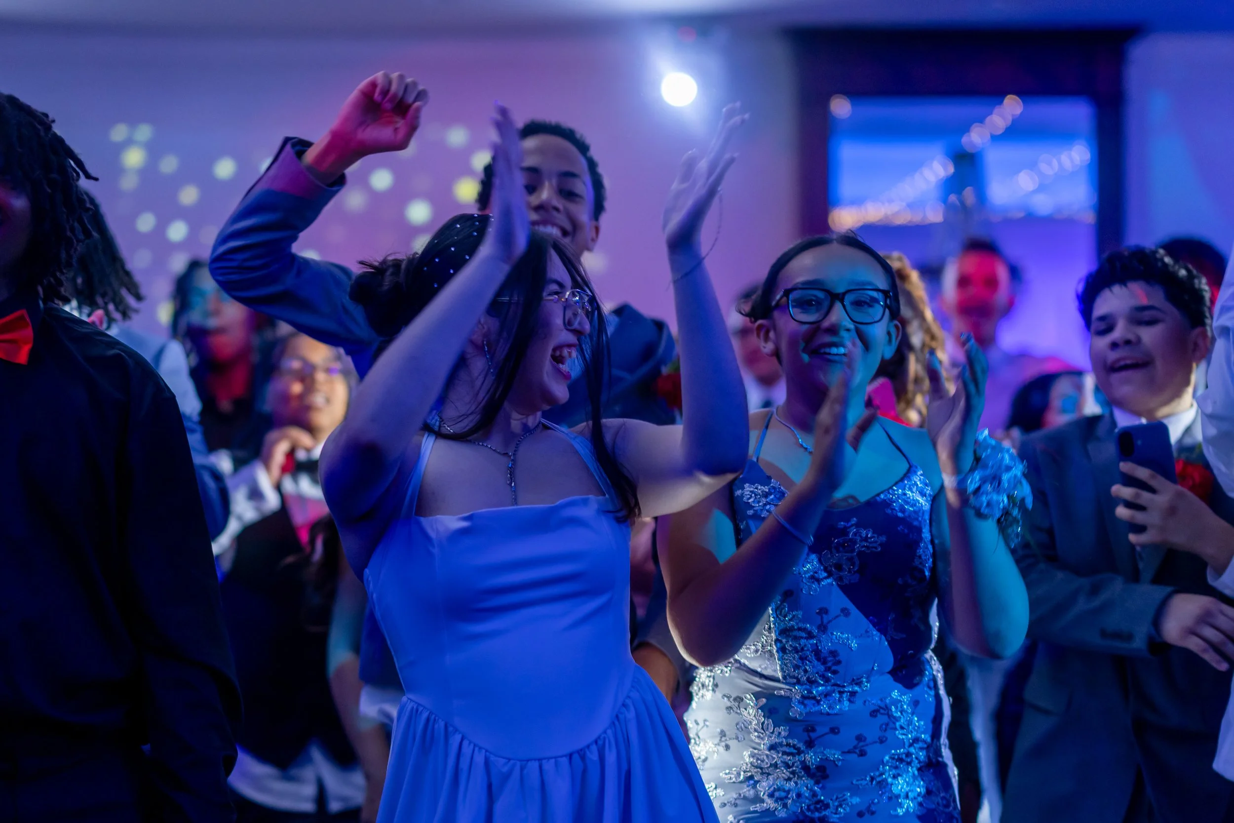Students dance and celebrate at prom