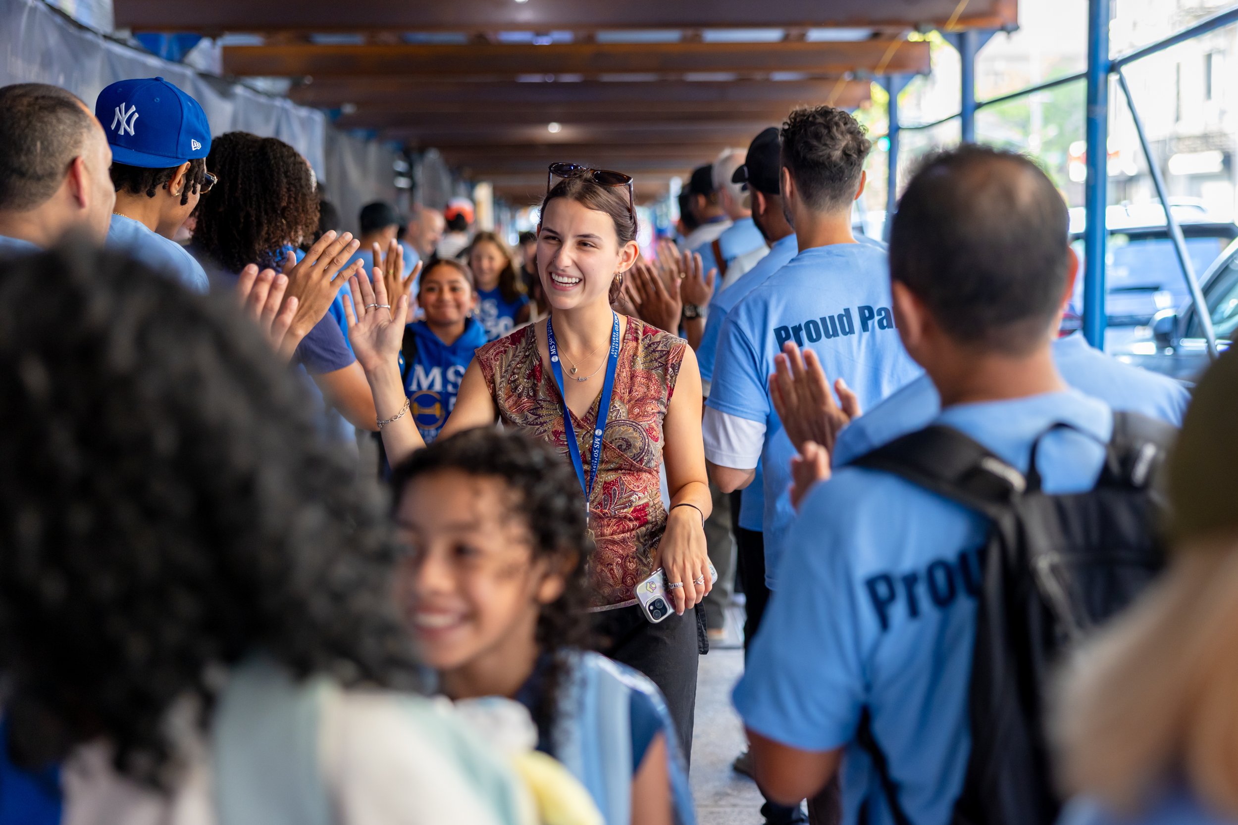 Students get high fives from parents