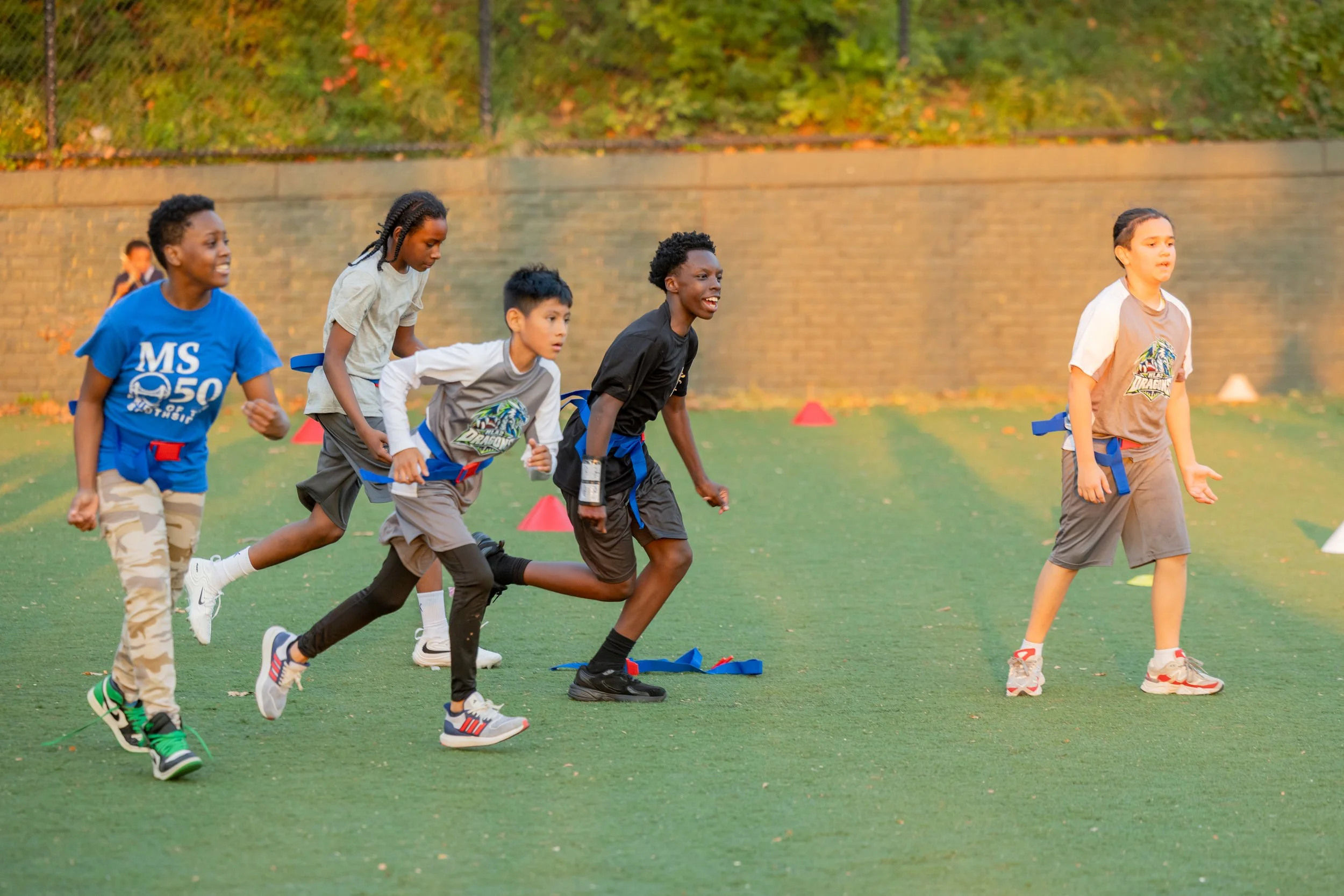 MS 50 flag football team plays