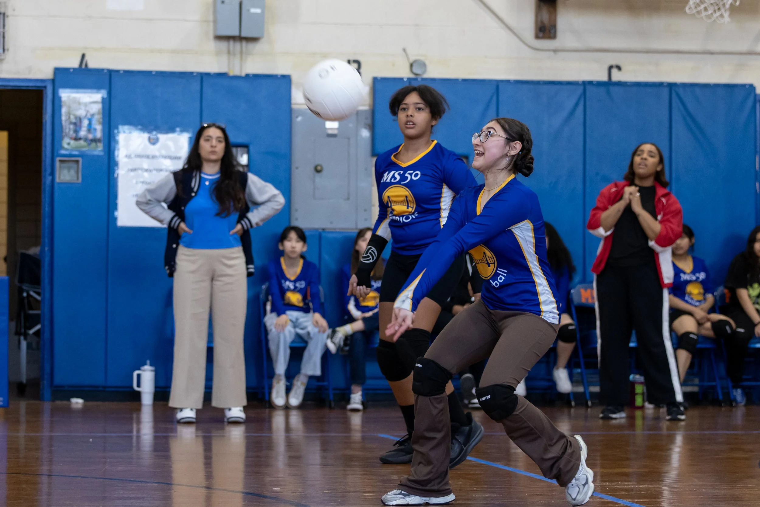 MS 50 students playing volleyball
