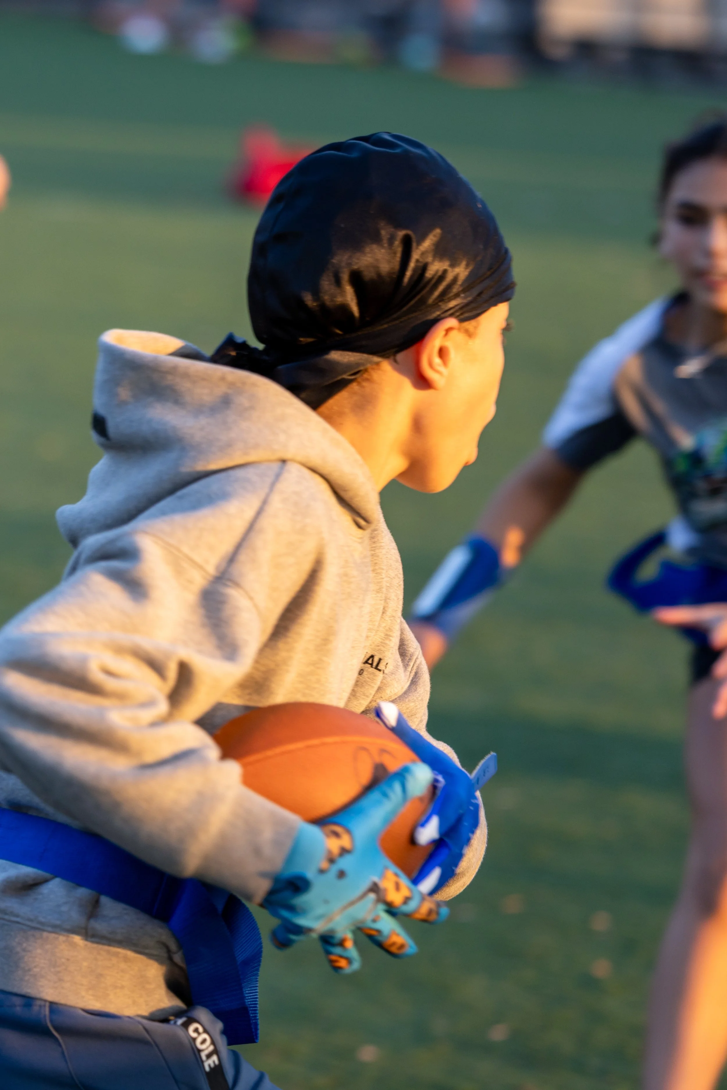 MS 50 flag football team plays