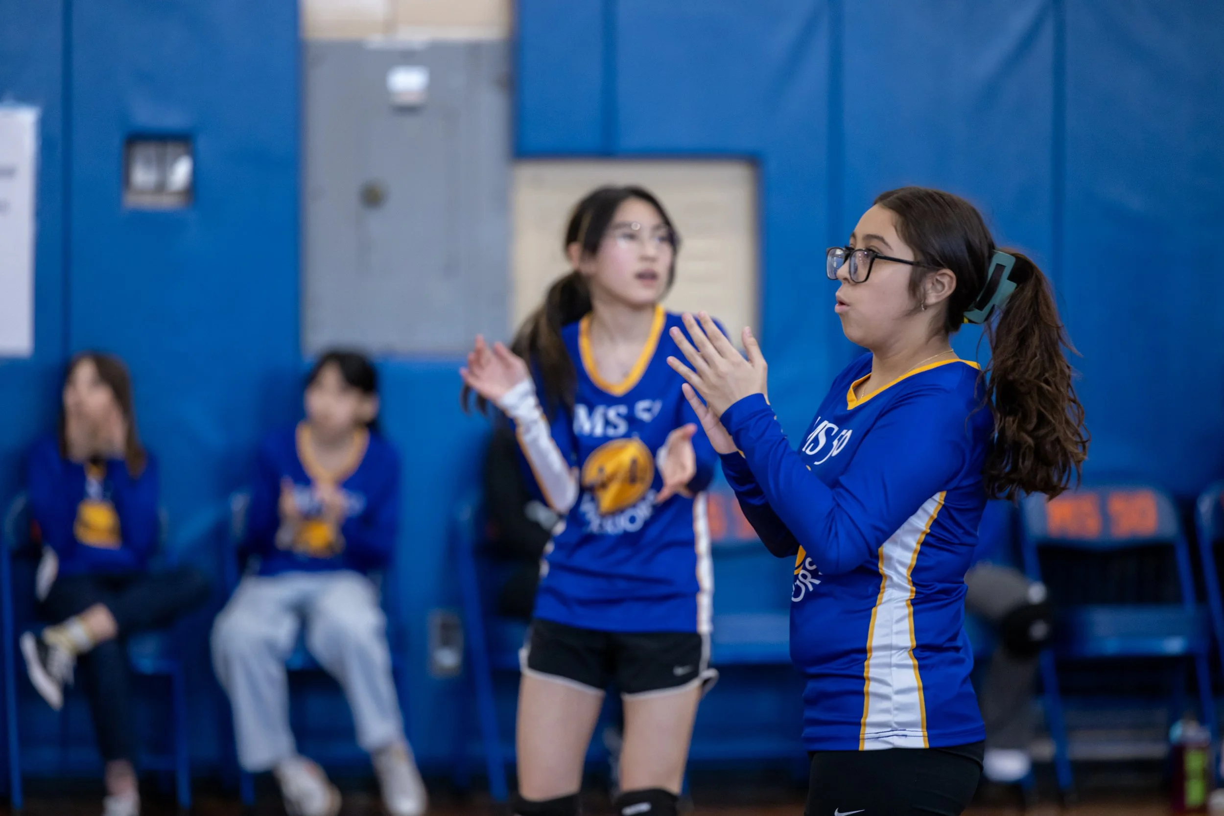 MS 50 students playing volleyball
