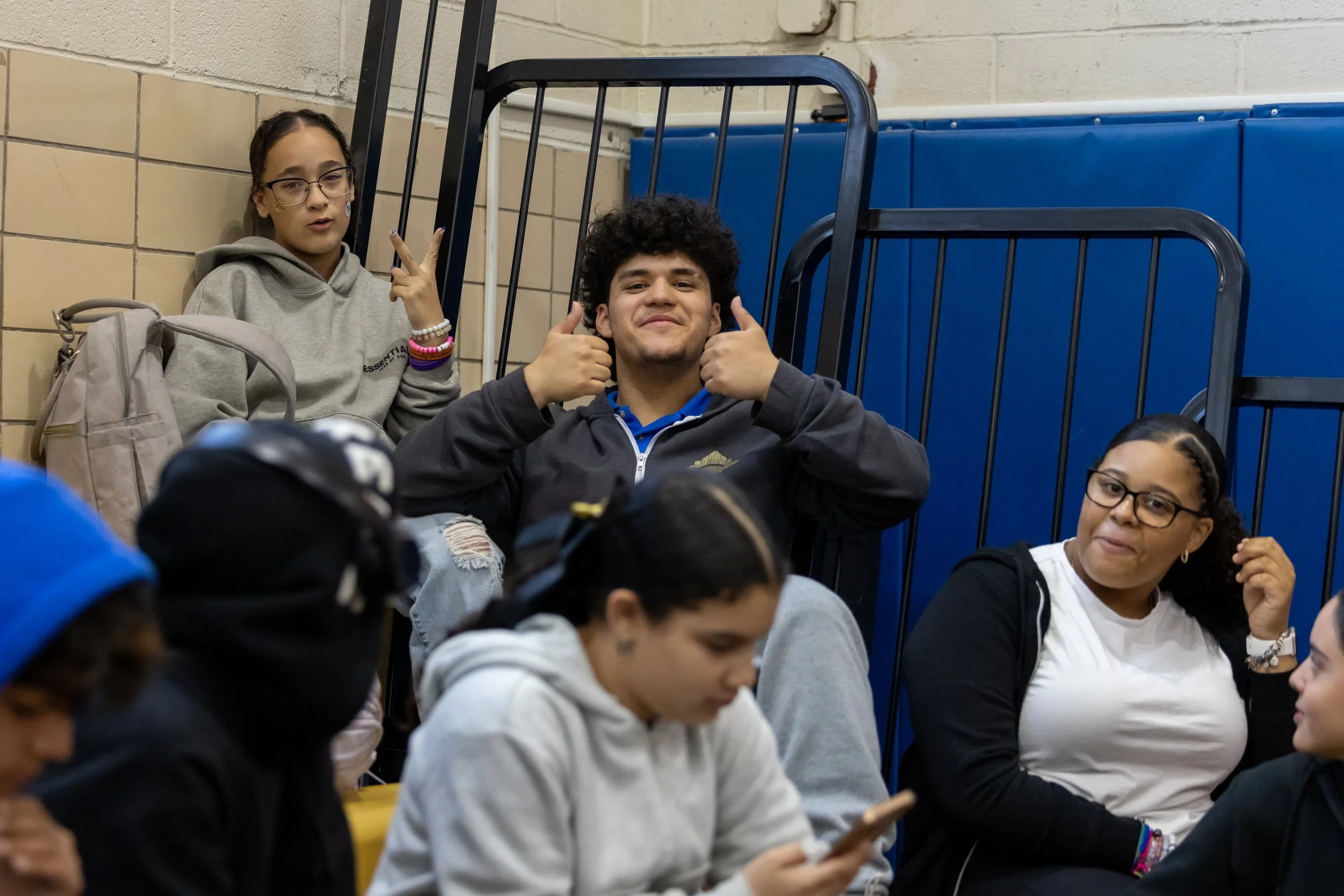 MS 50 students watching volleyball