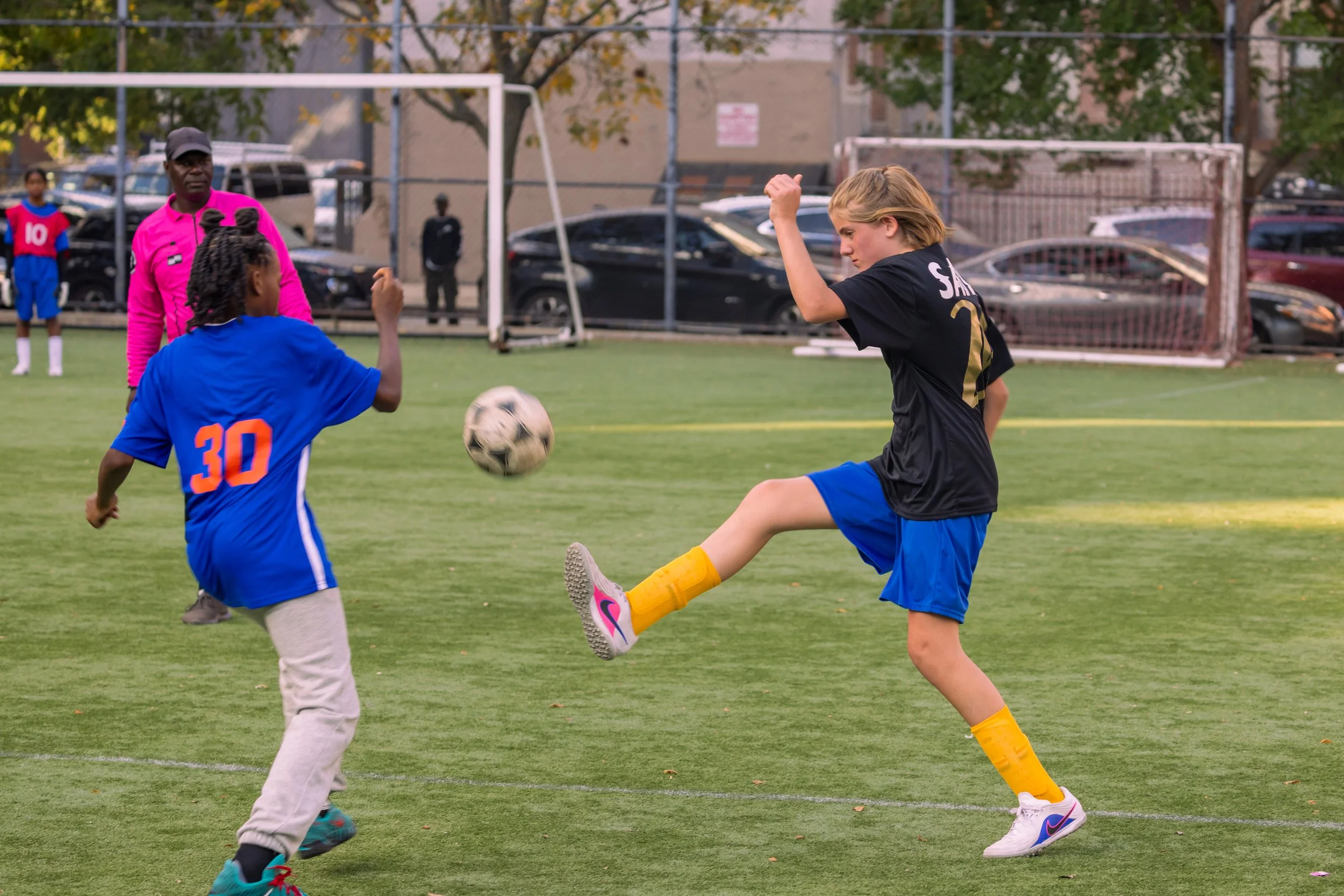 Girls soccer team plays in the fall