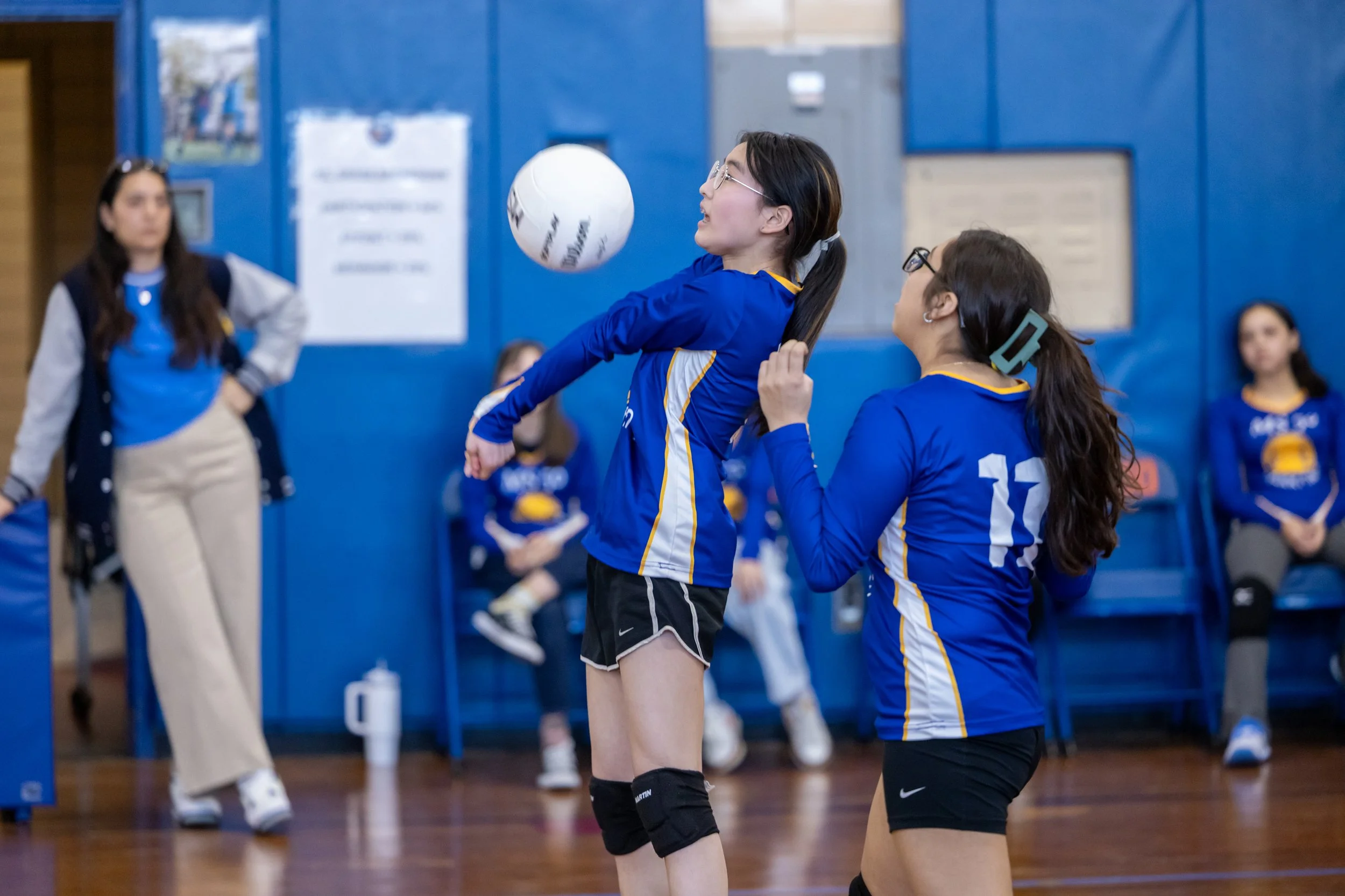 MS 50 students playing volleyball