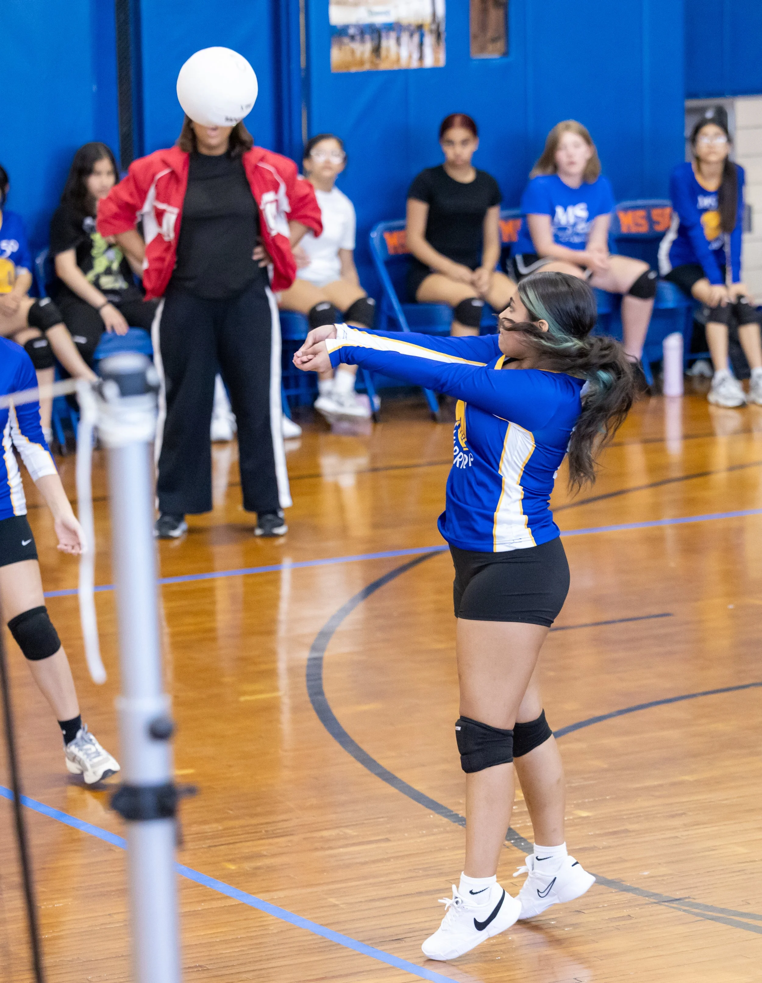 MS 50 students playing volleyball