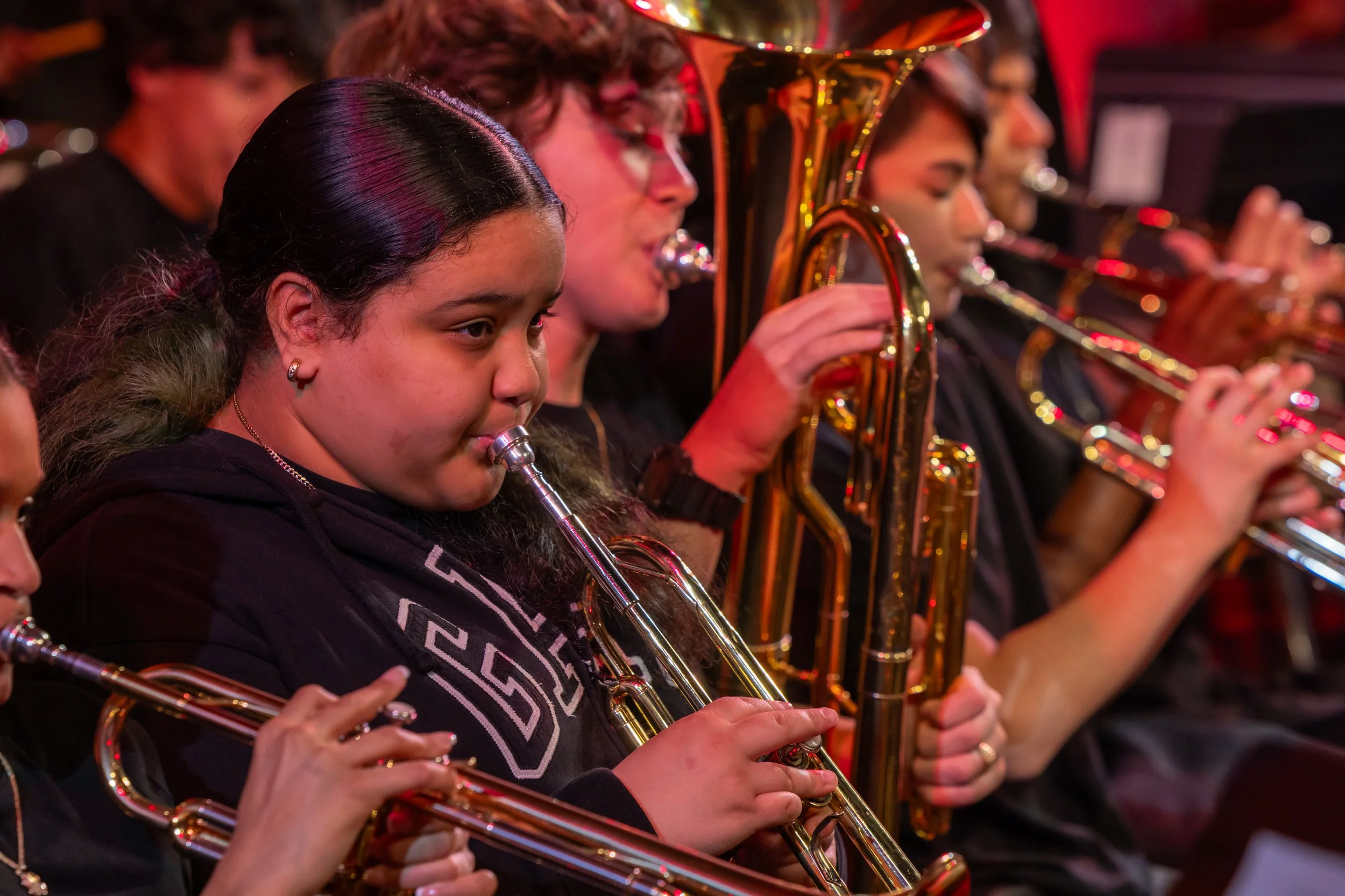 middle school students perform in band concert