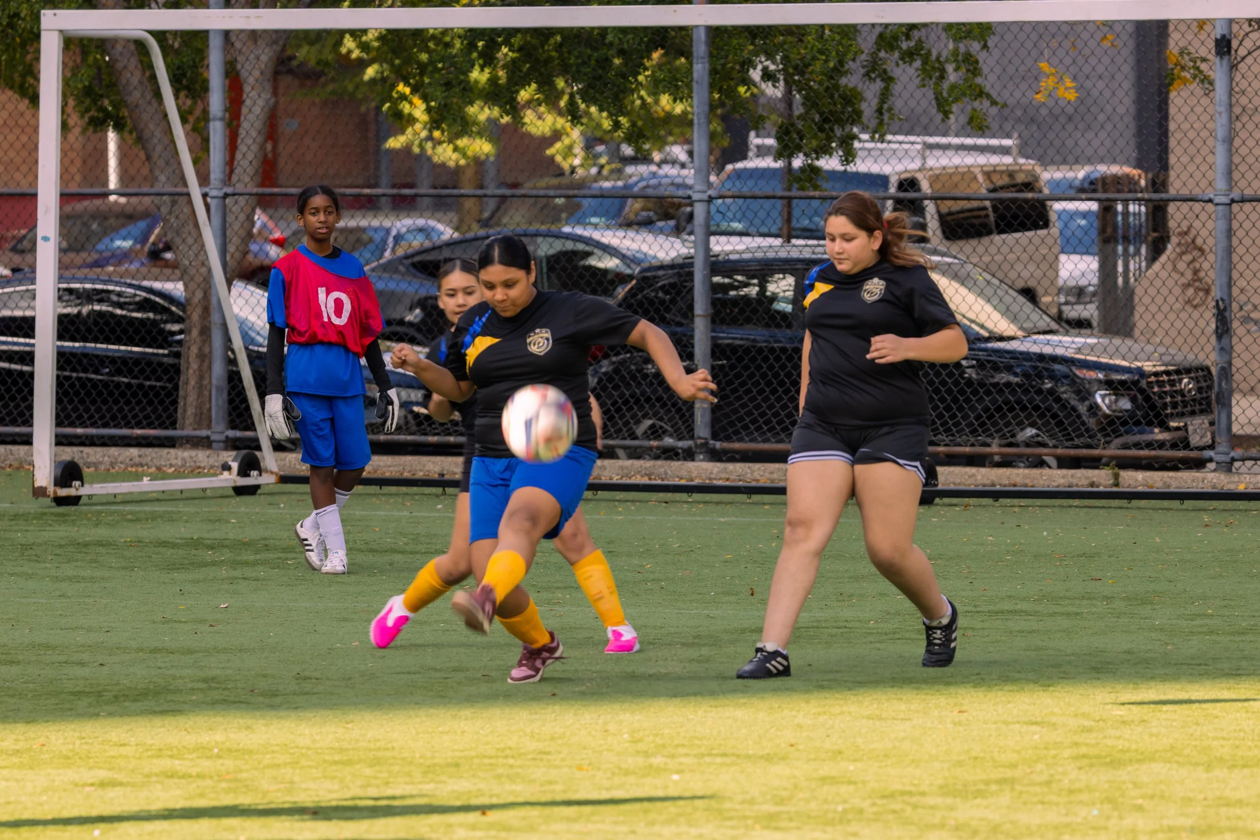 Girls soccer team plays in the fall