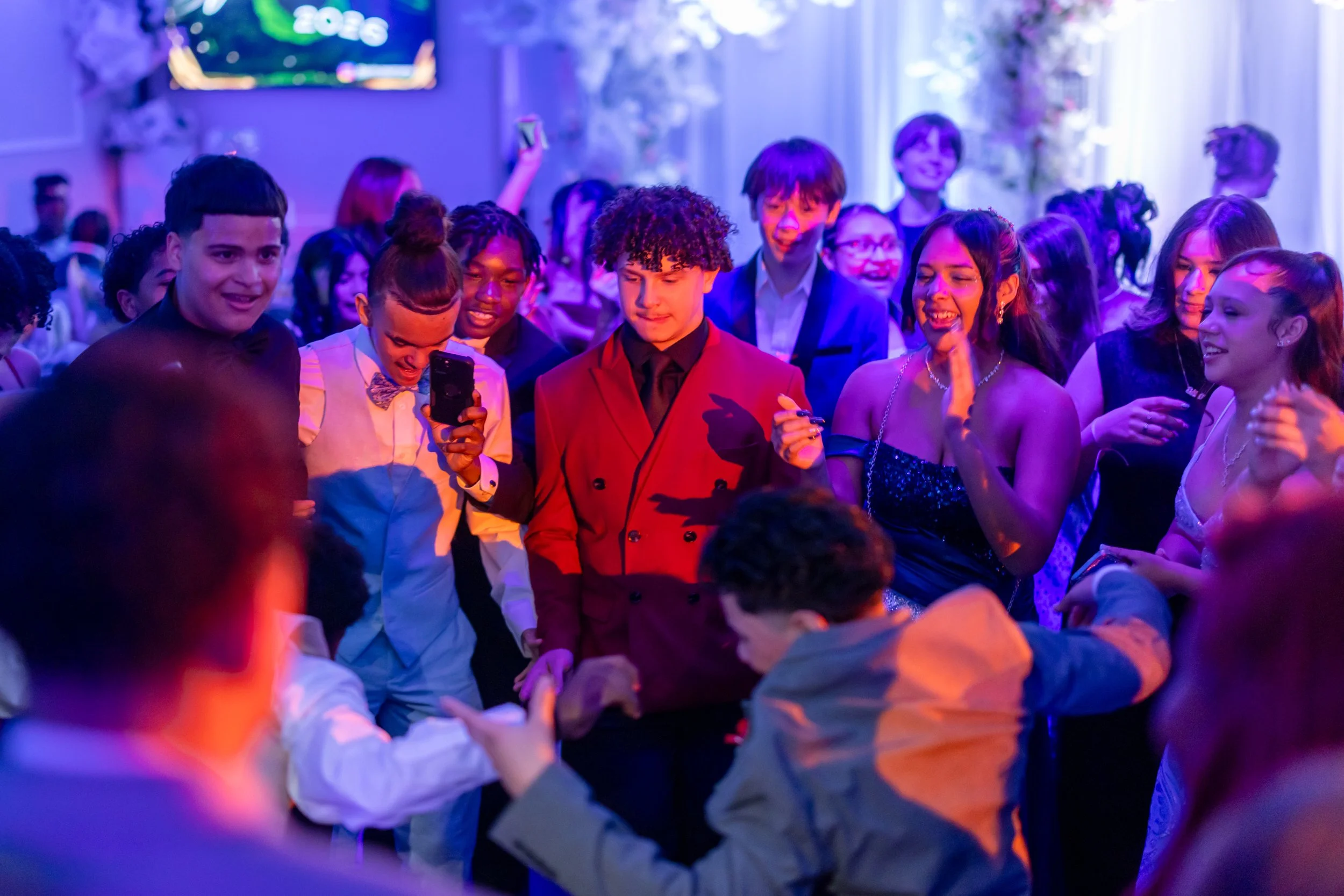 Students dance and celebrate at prom