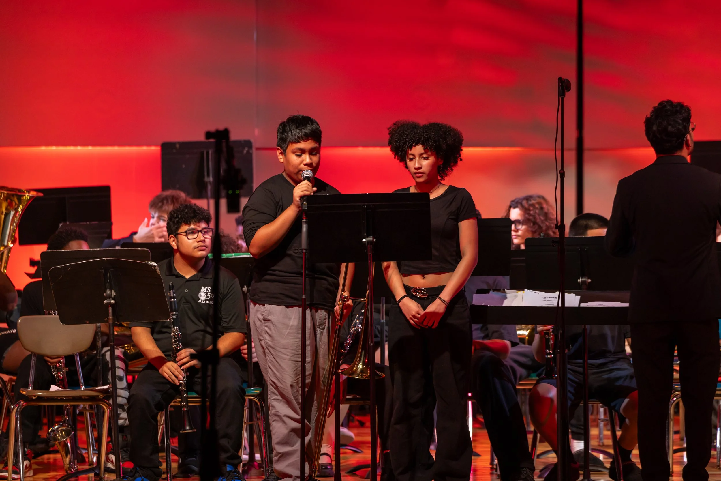 middle school students perform in band concert