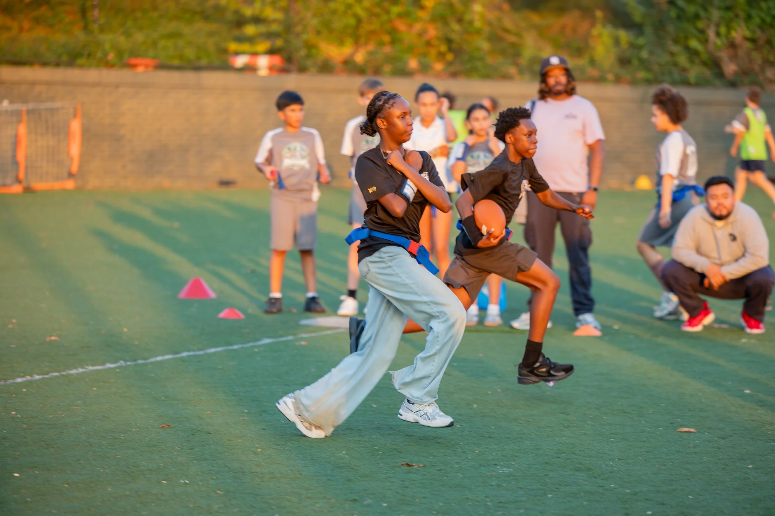 MS 50 flag football team plays