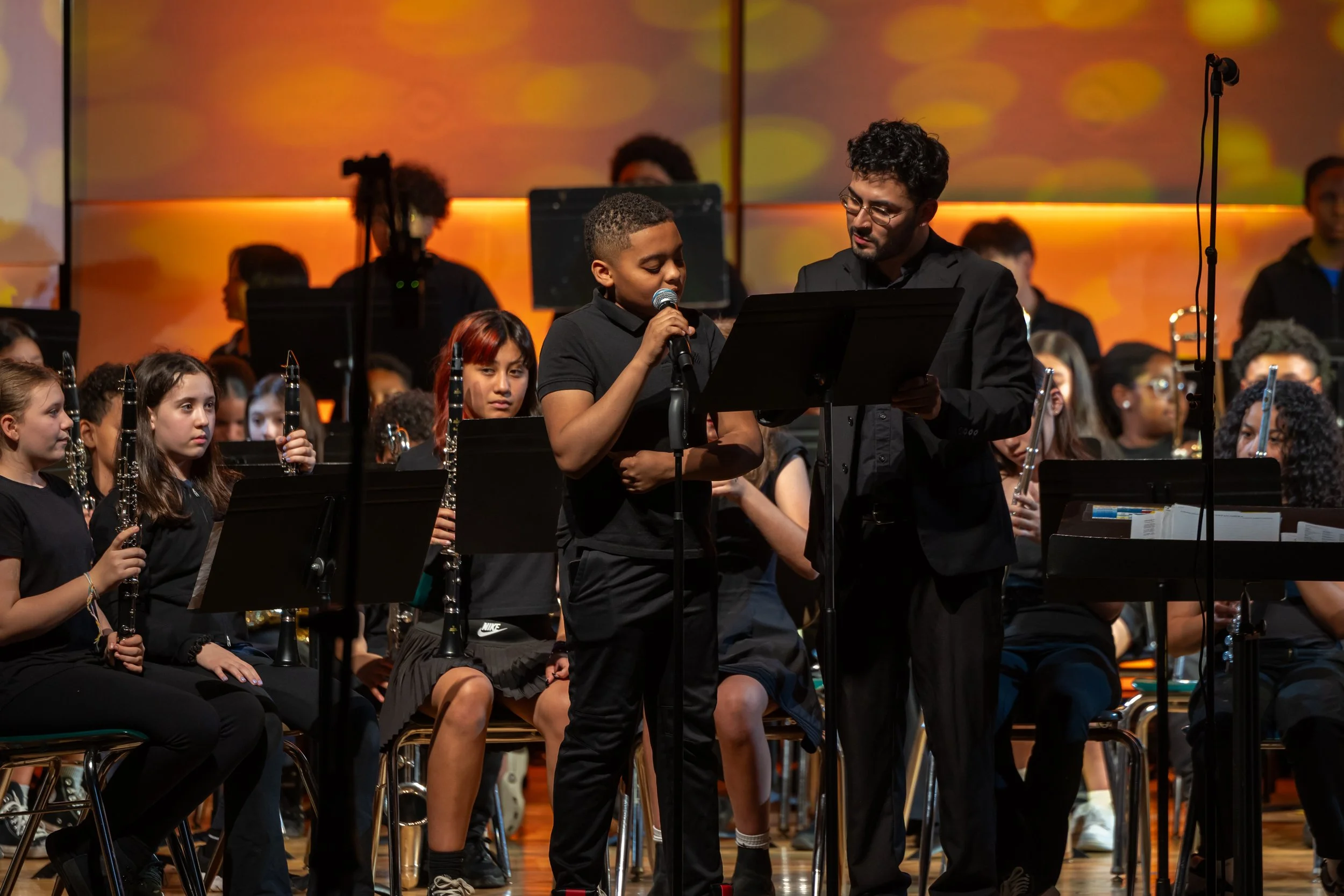 middle school students perform in band concert