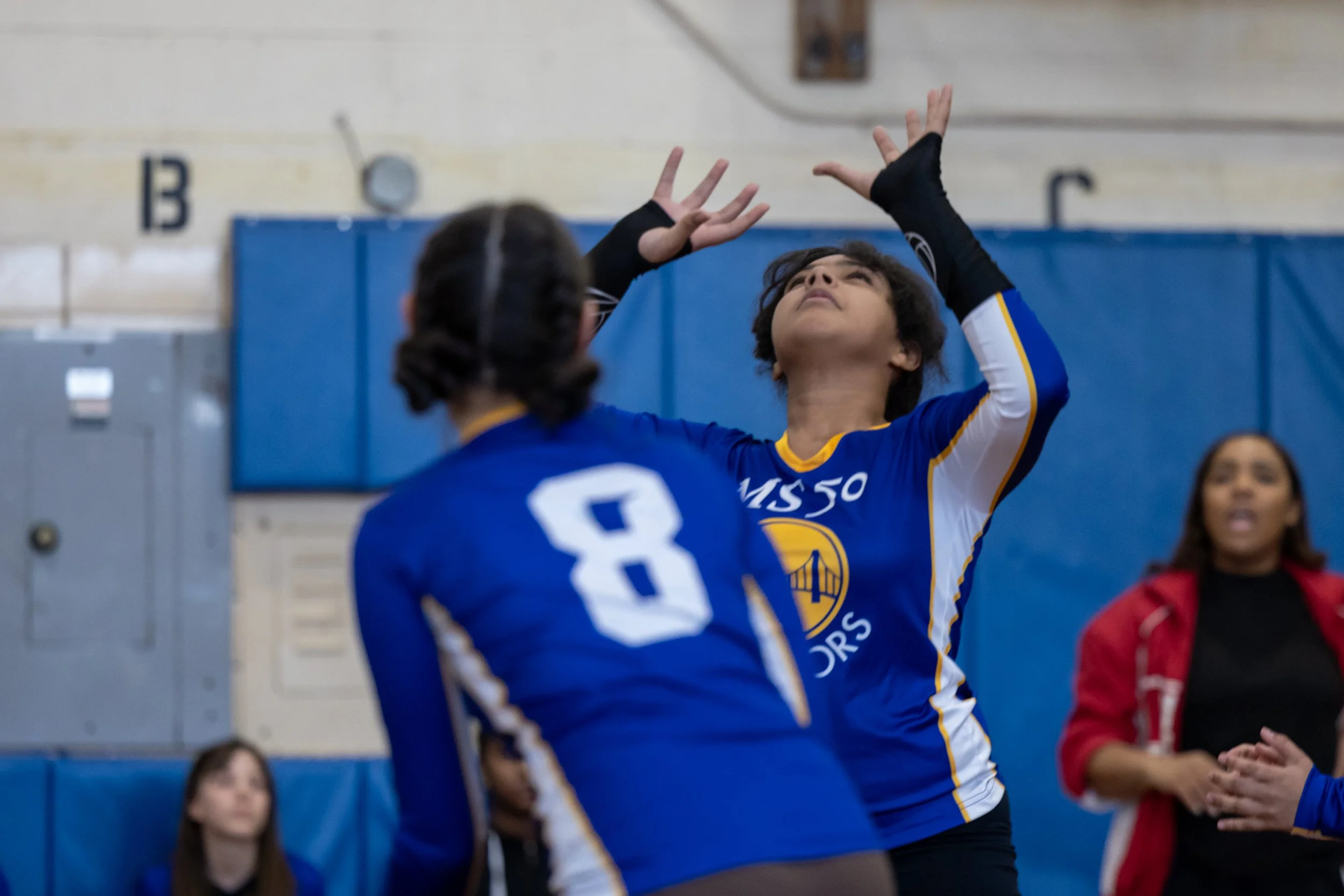 MS 50 students playing volleyball