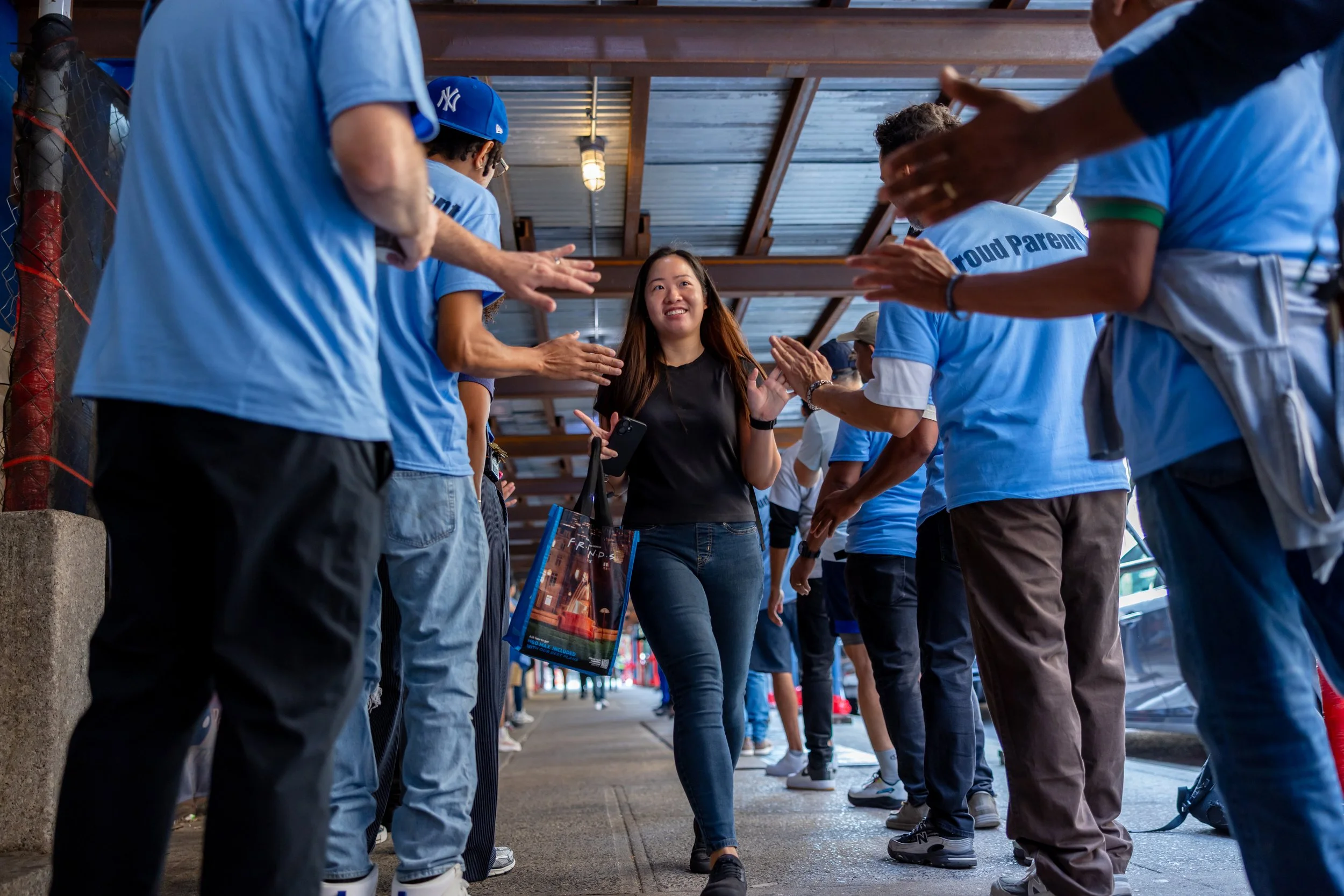 Students get high fives from parents