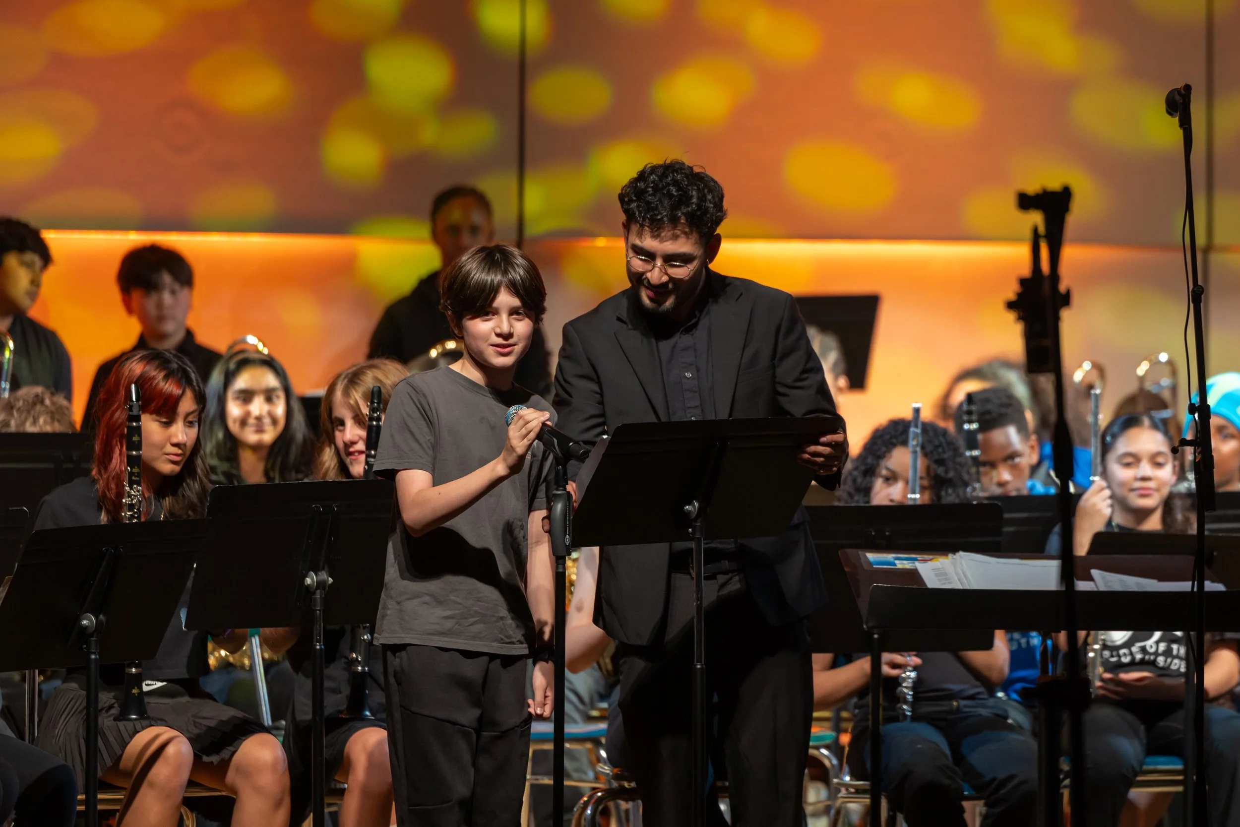 middle school students perform in band concert