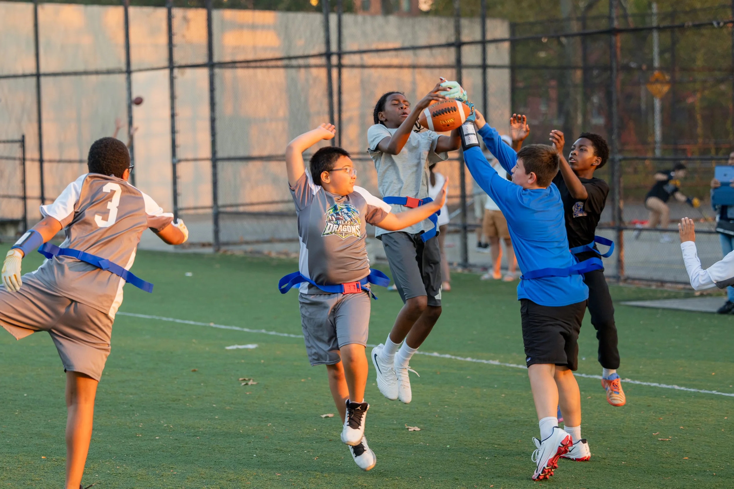 MS 50 flag football team plays