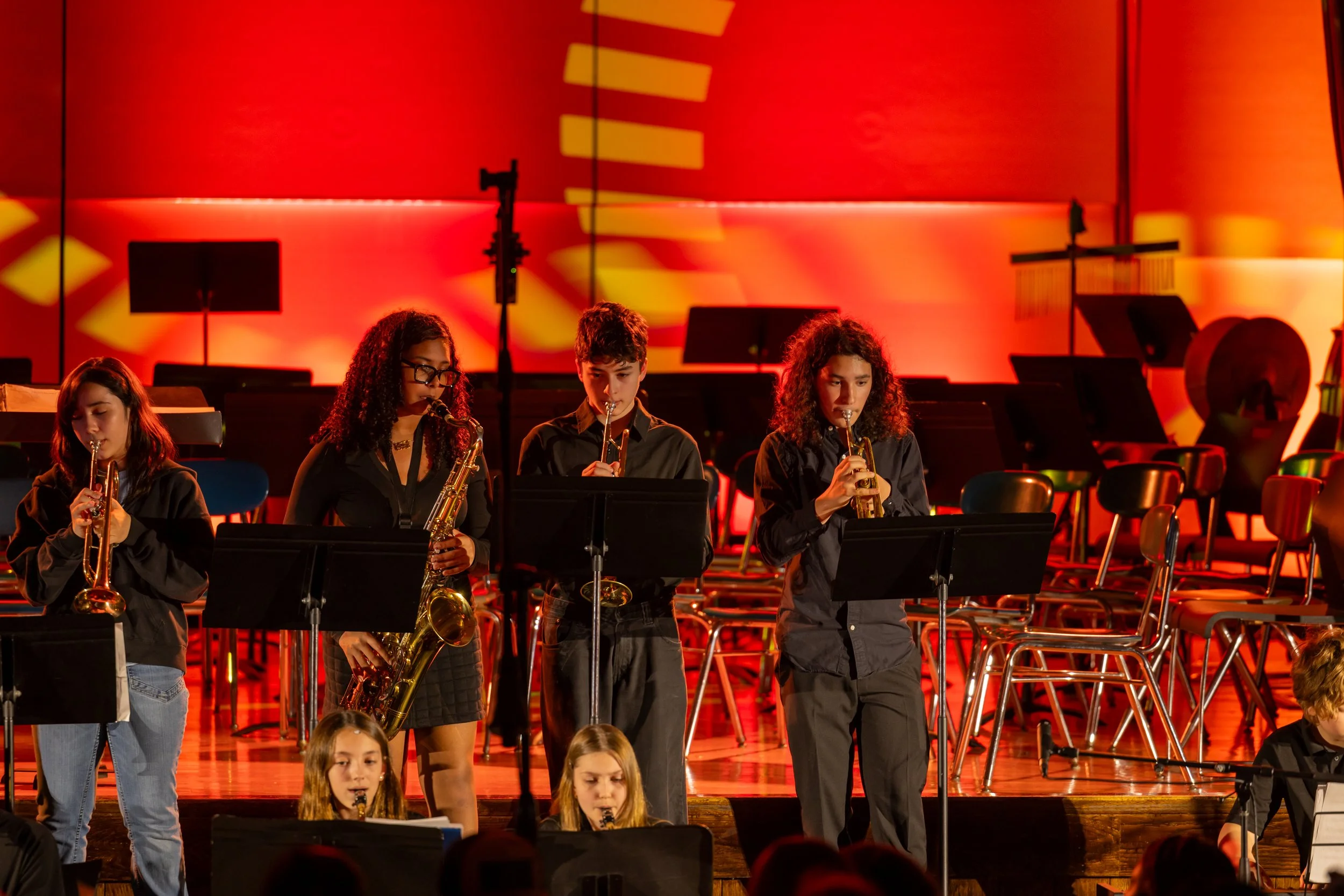 middle school students perform in band concert