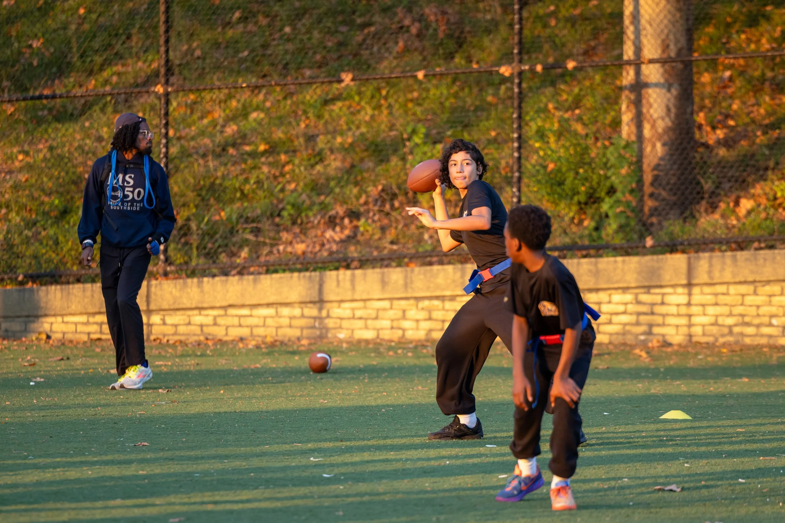 MS 50 flag football team plays