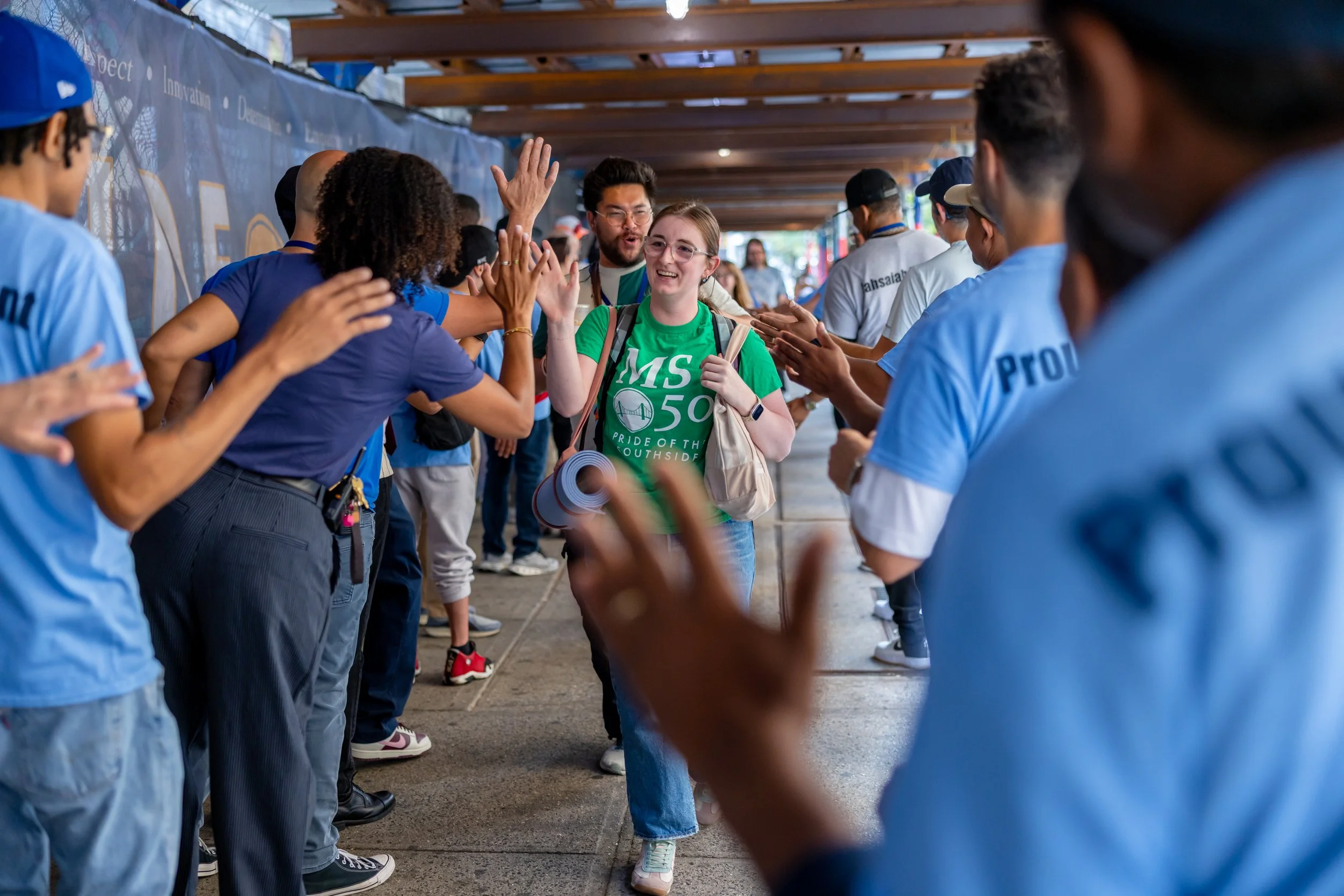 Students get high fives from parents