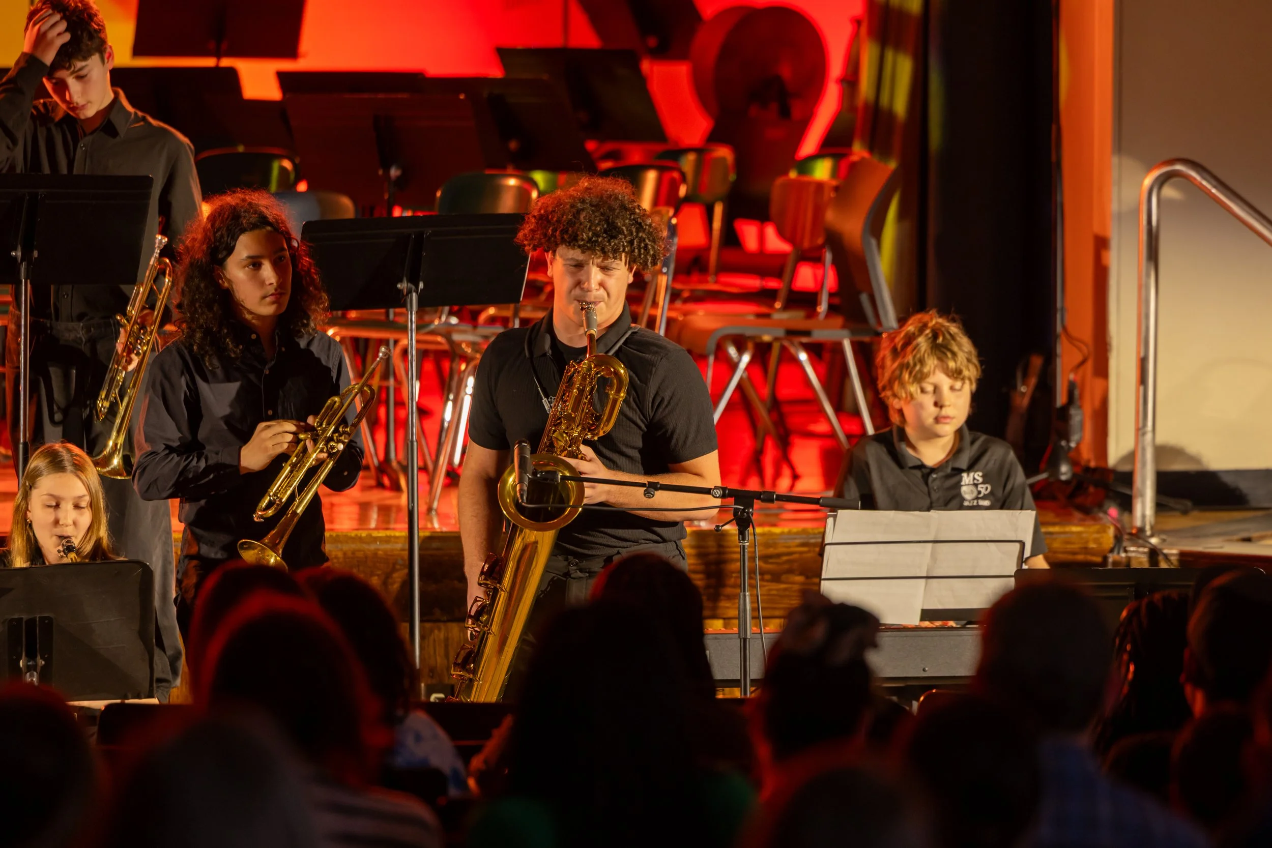 middle school students perform in band concert