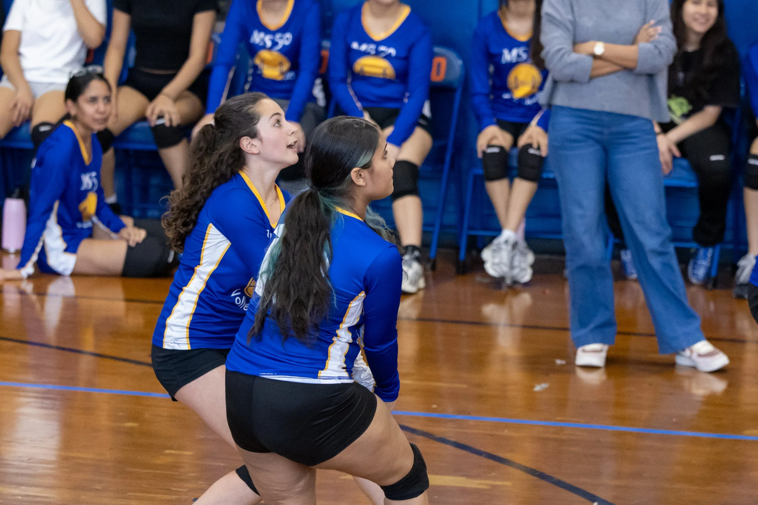 MS 50 students playing volleyball