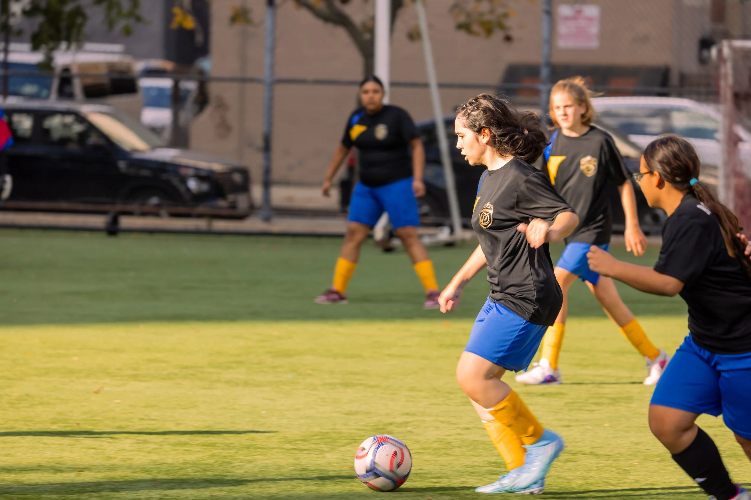 Girls soccer team plays in the fall