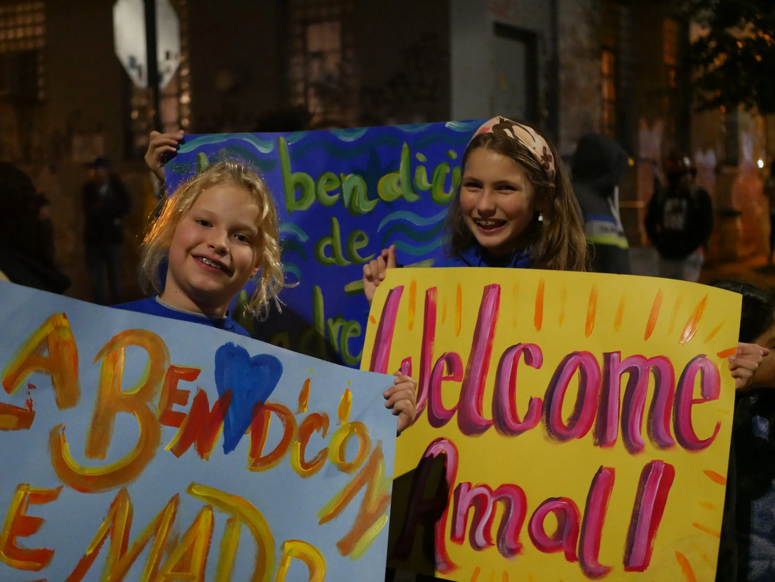 MS 50 students hold signs