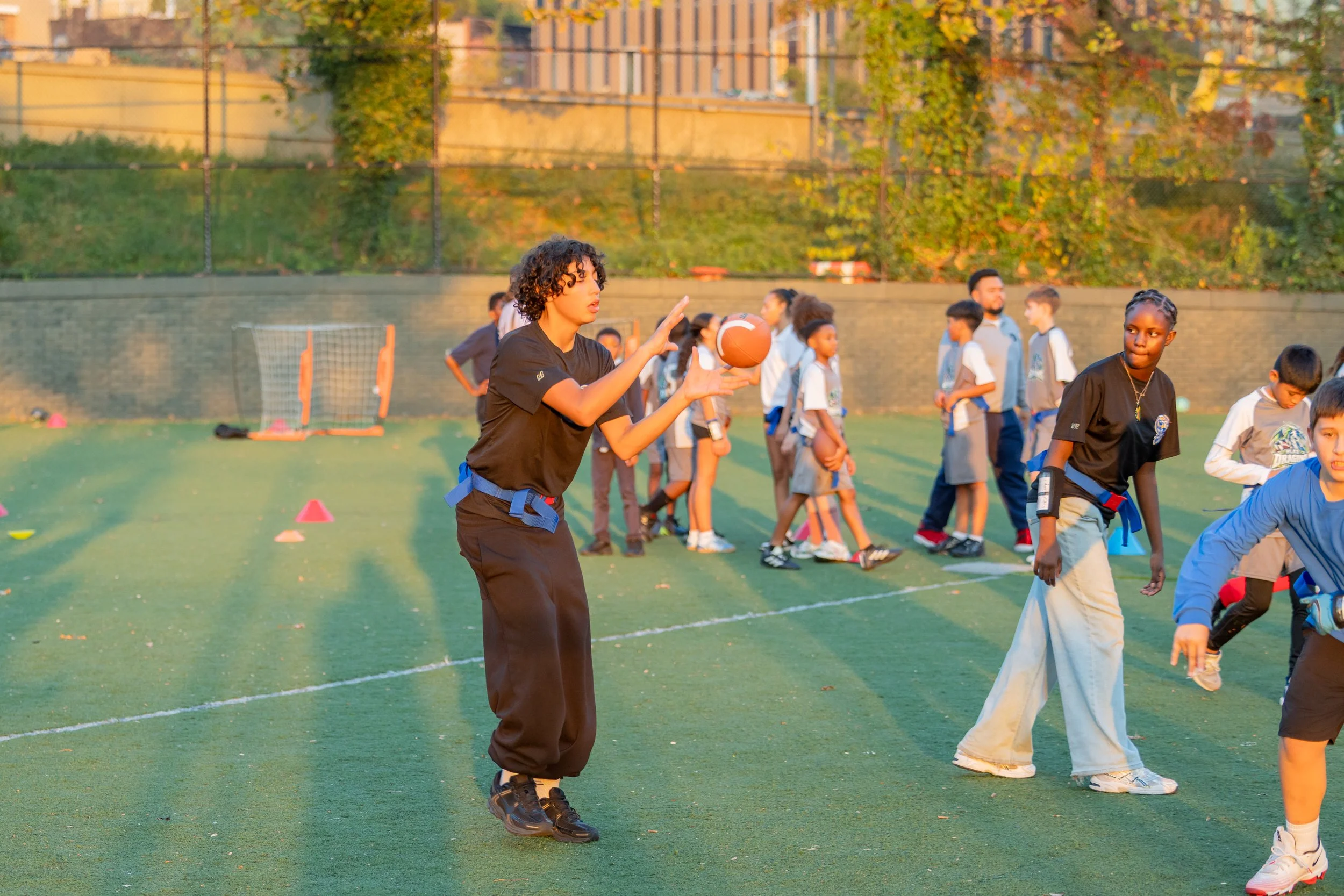 MS 50 flag football team plays