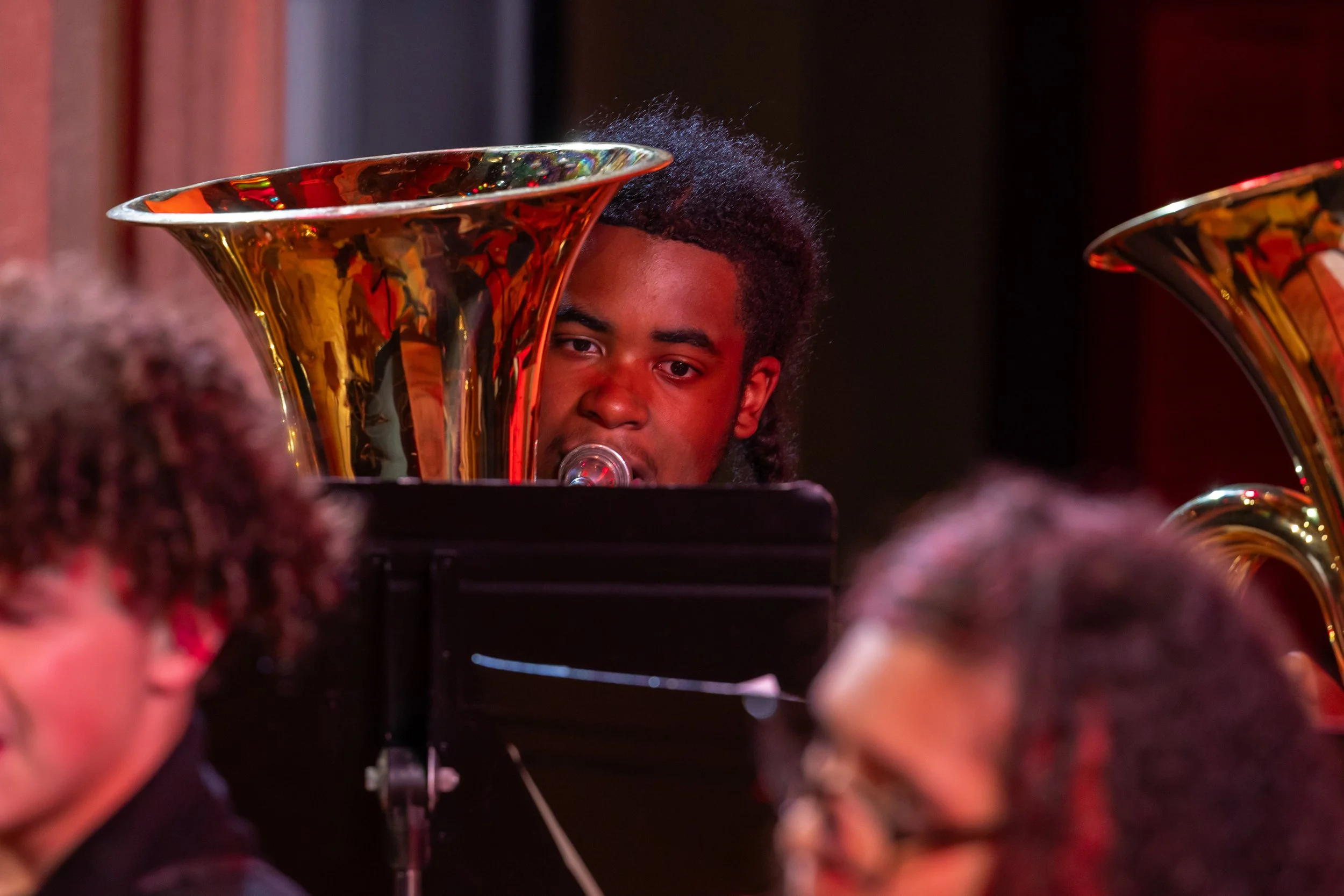 middle school students perform in band concert