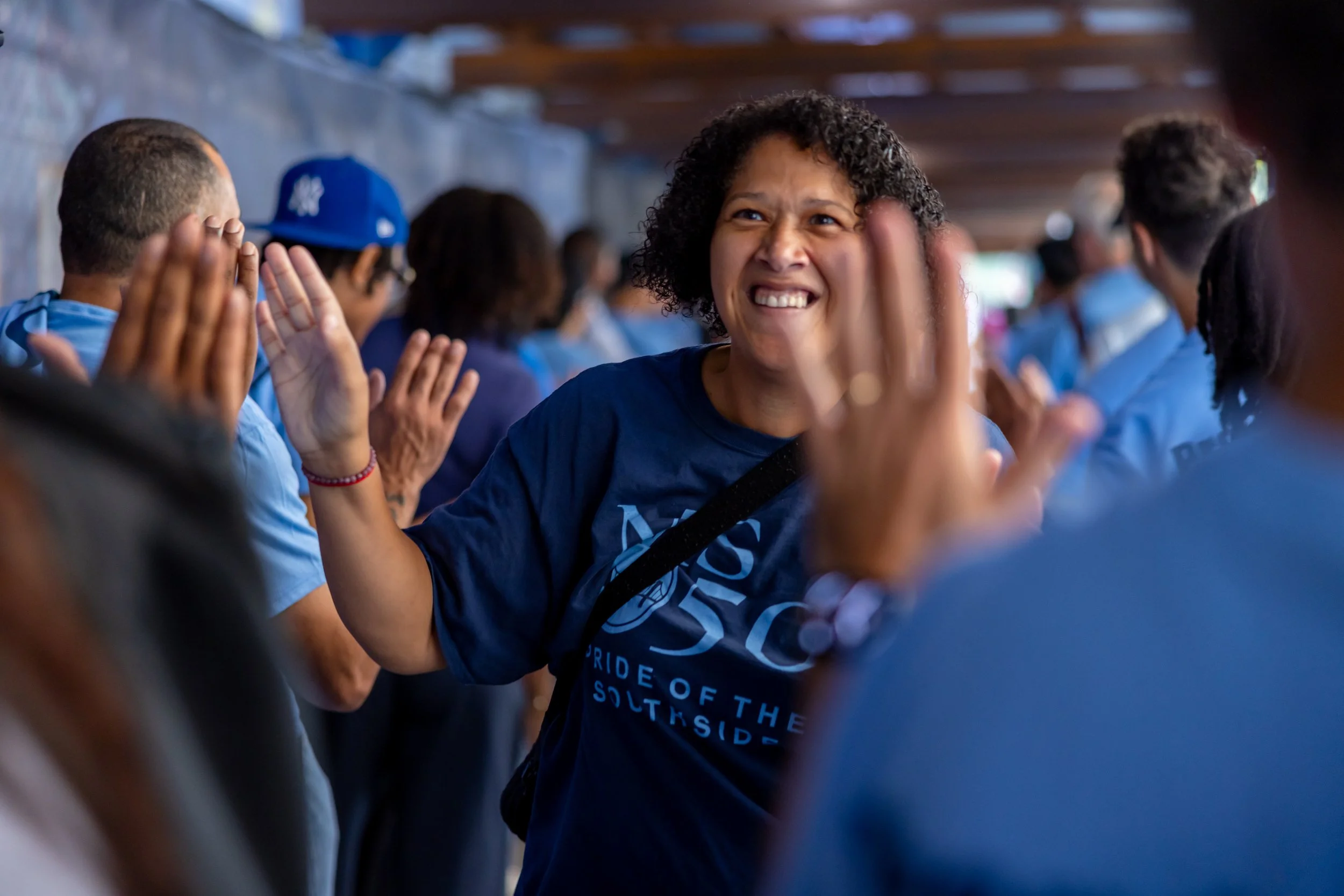 Students get high fives from parents