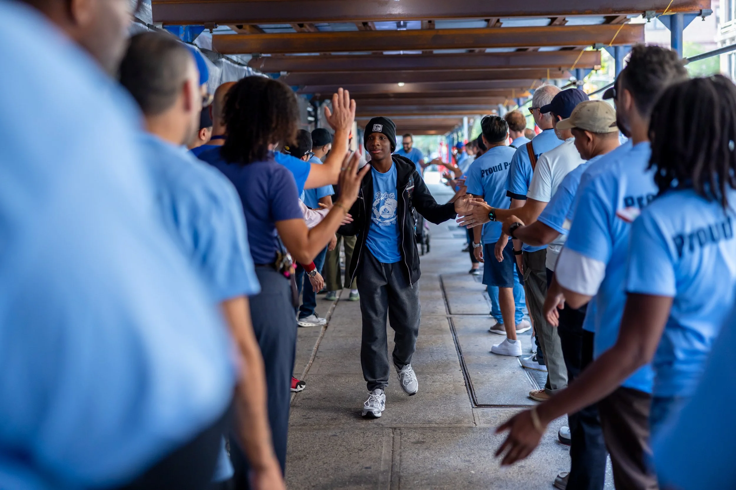 Students get high fives from parents