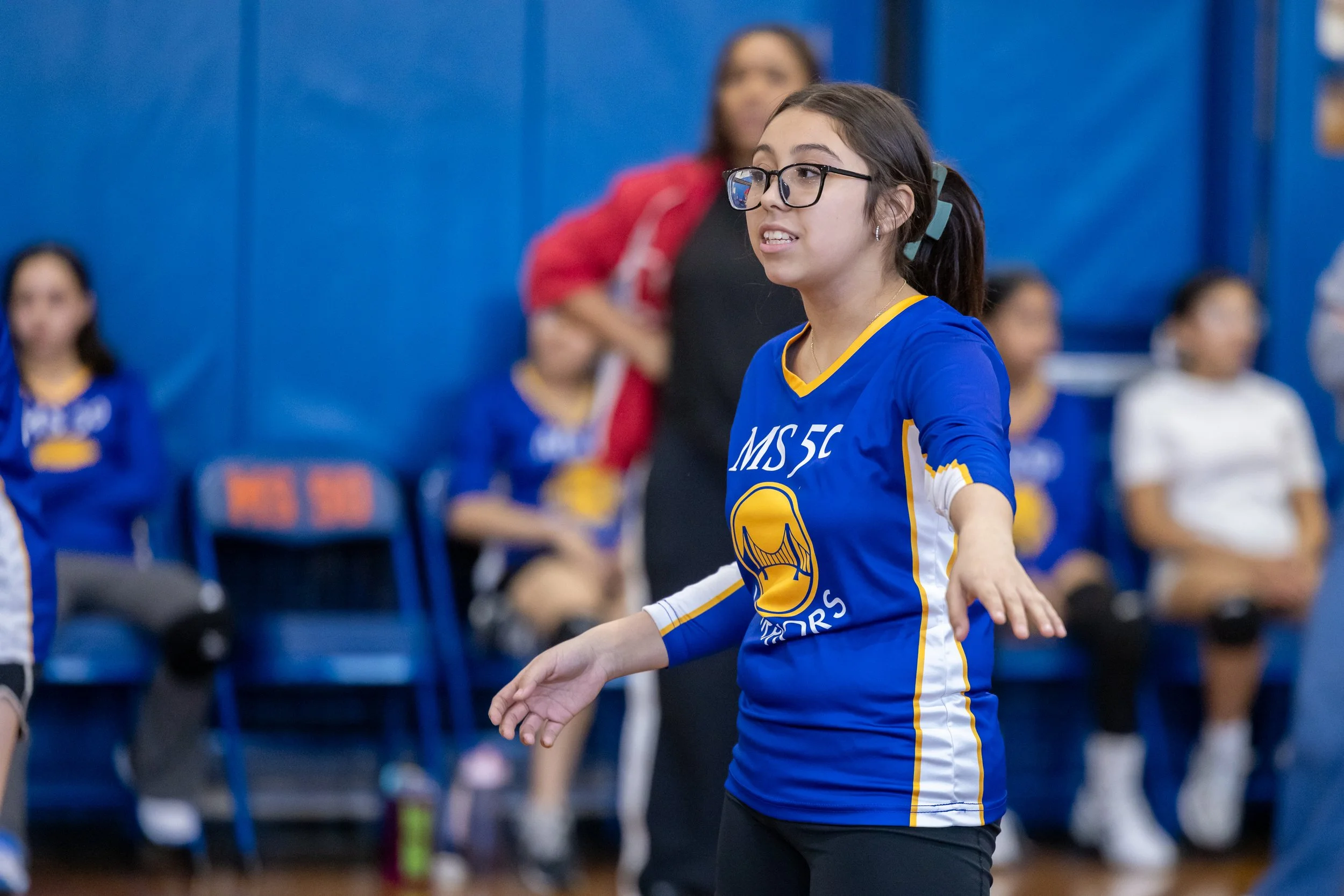 MS 50 students playing volleyball