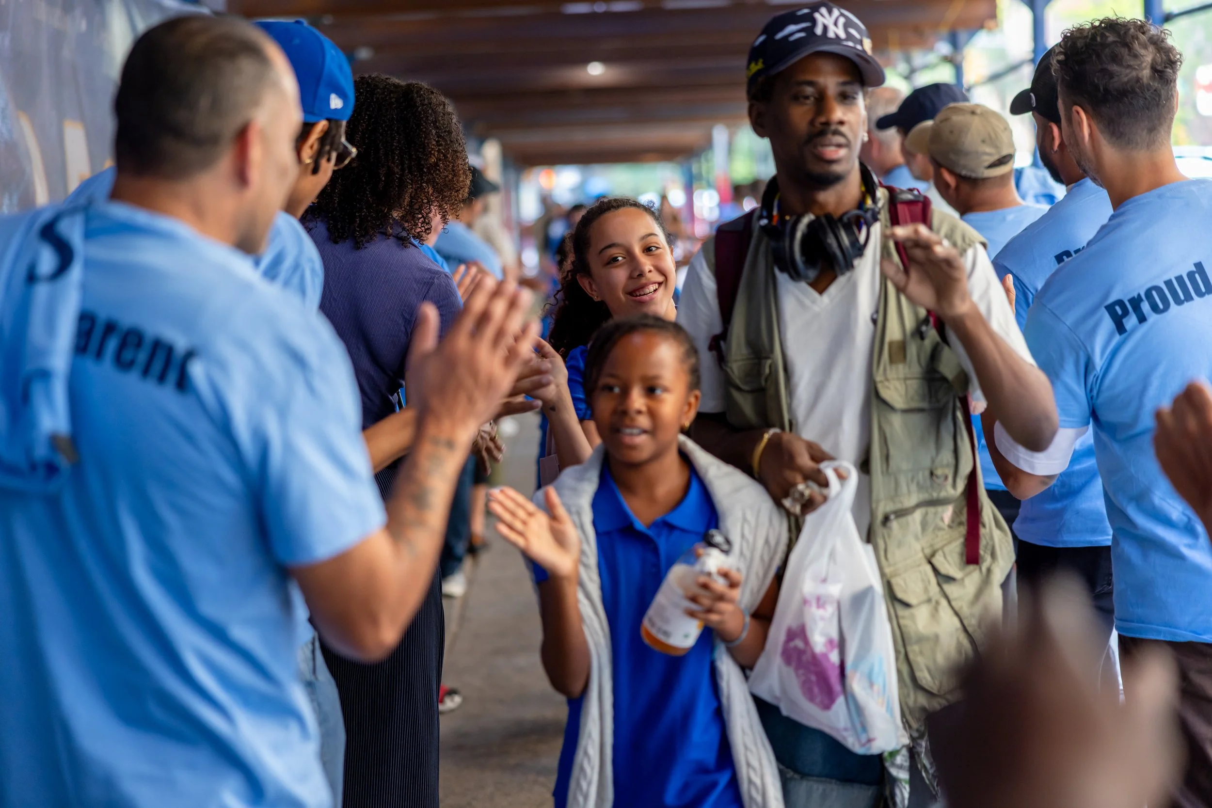 Students get high fives from parents