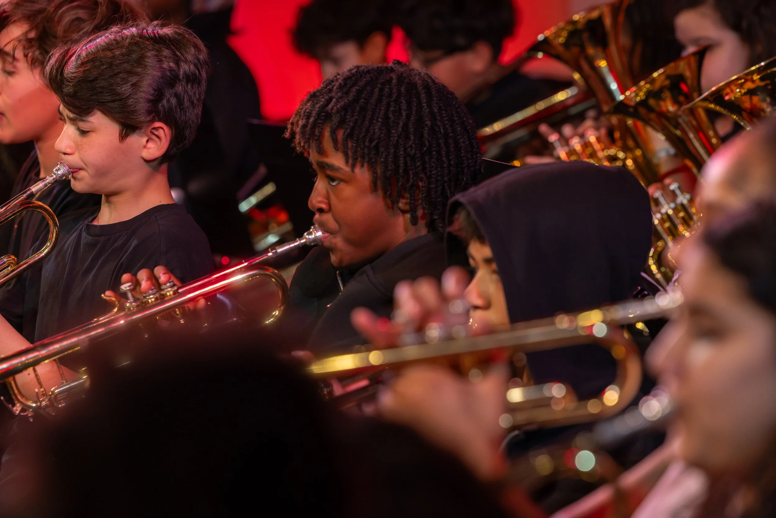 middle school students perform in band concert
