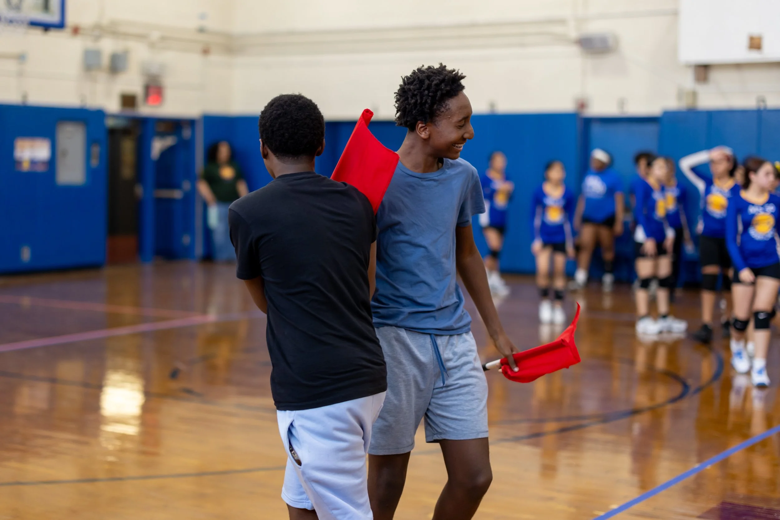 line judges congratulate each other