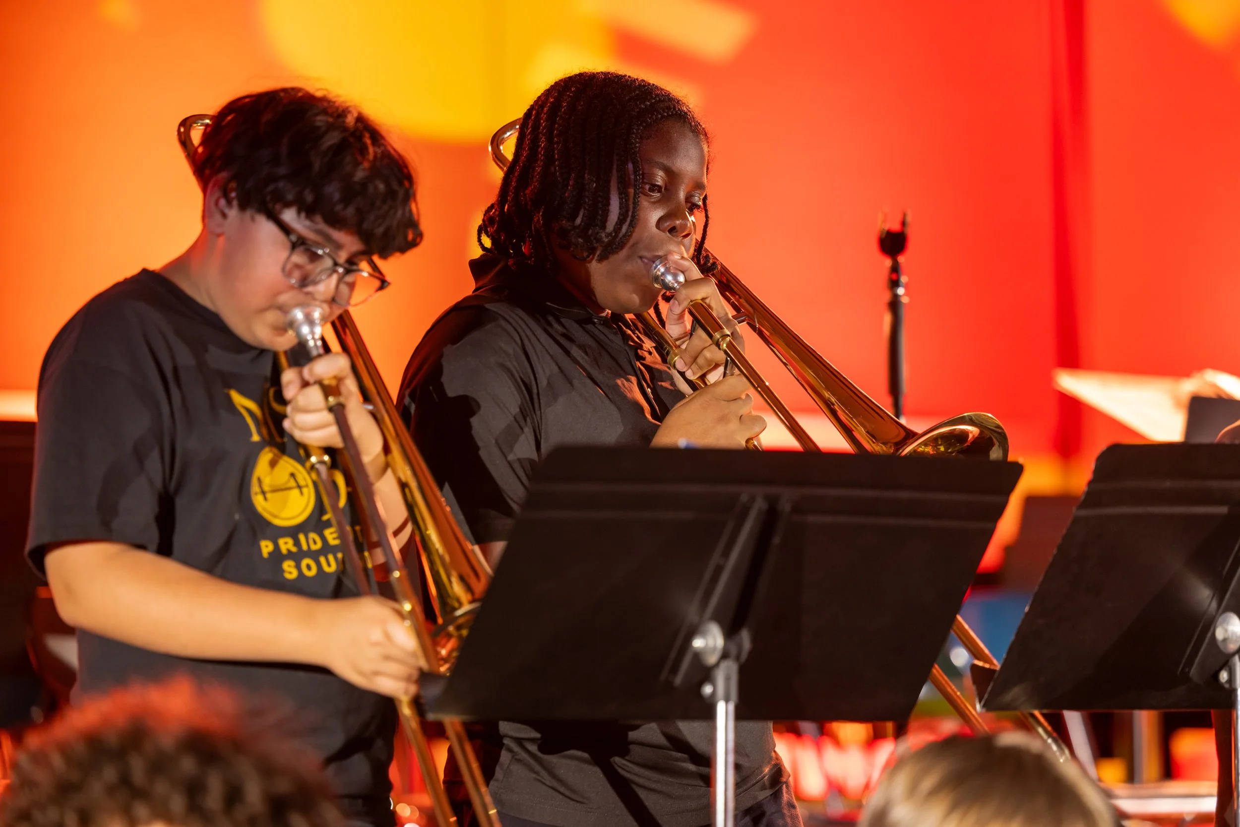 middle school students perform in band concert
