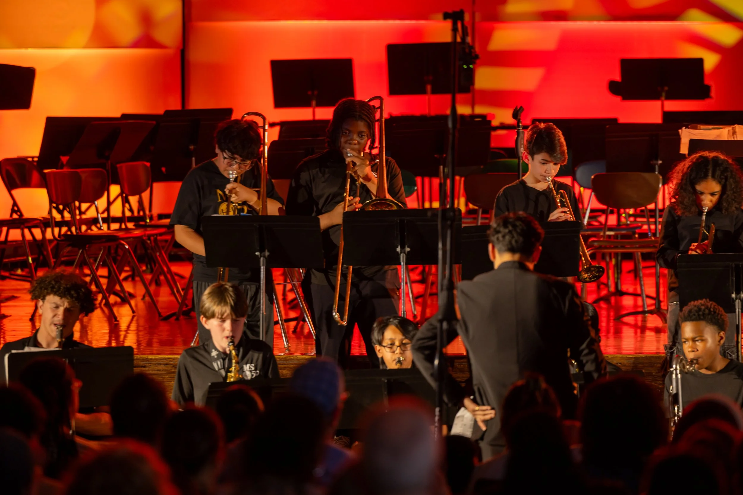 middle school students perform in band concert