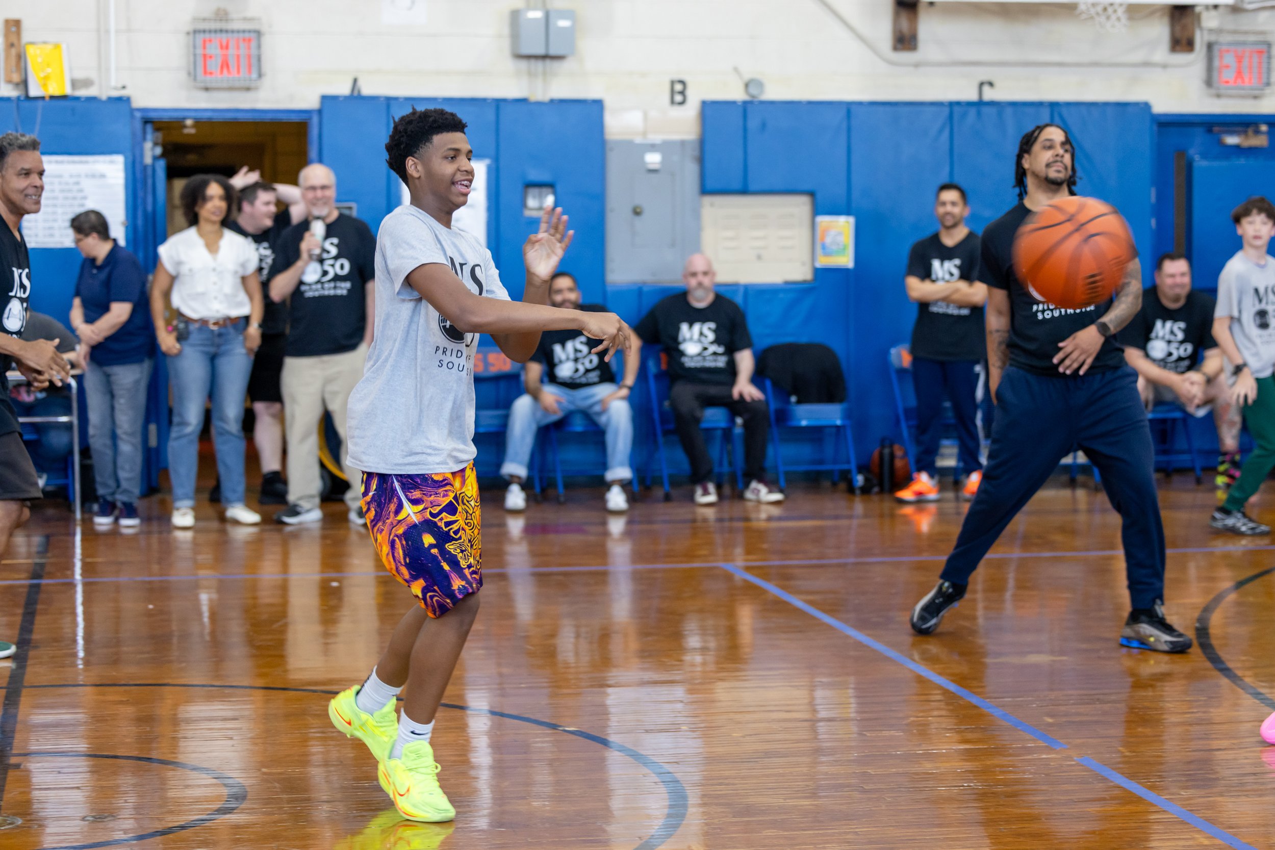 student versus staff basketball game