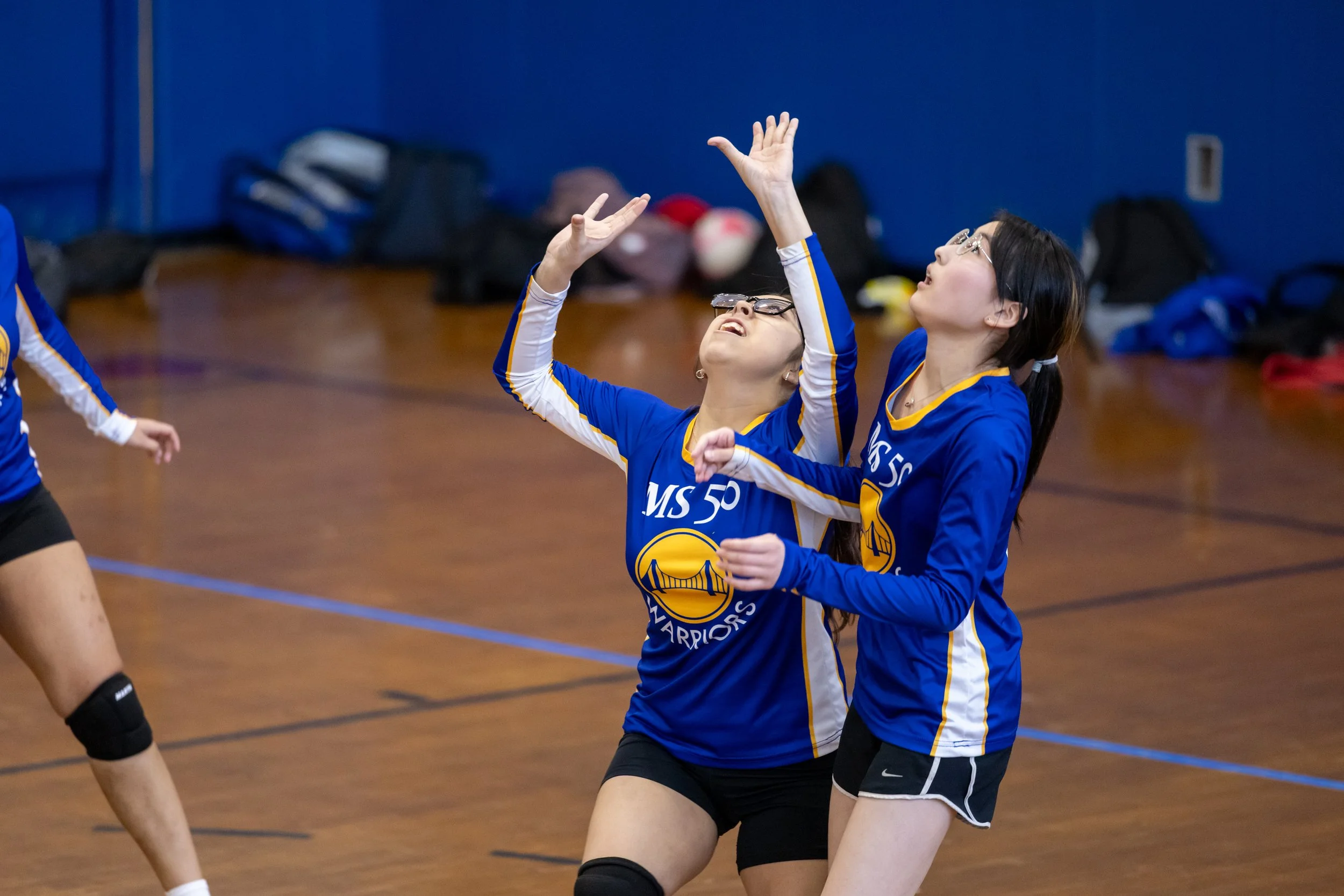 MS 50 students playing volleyball