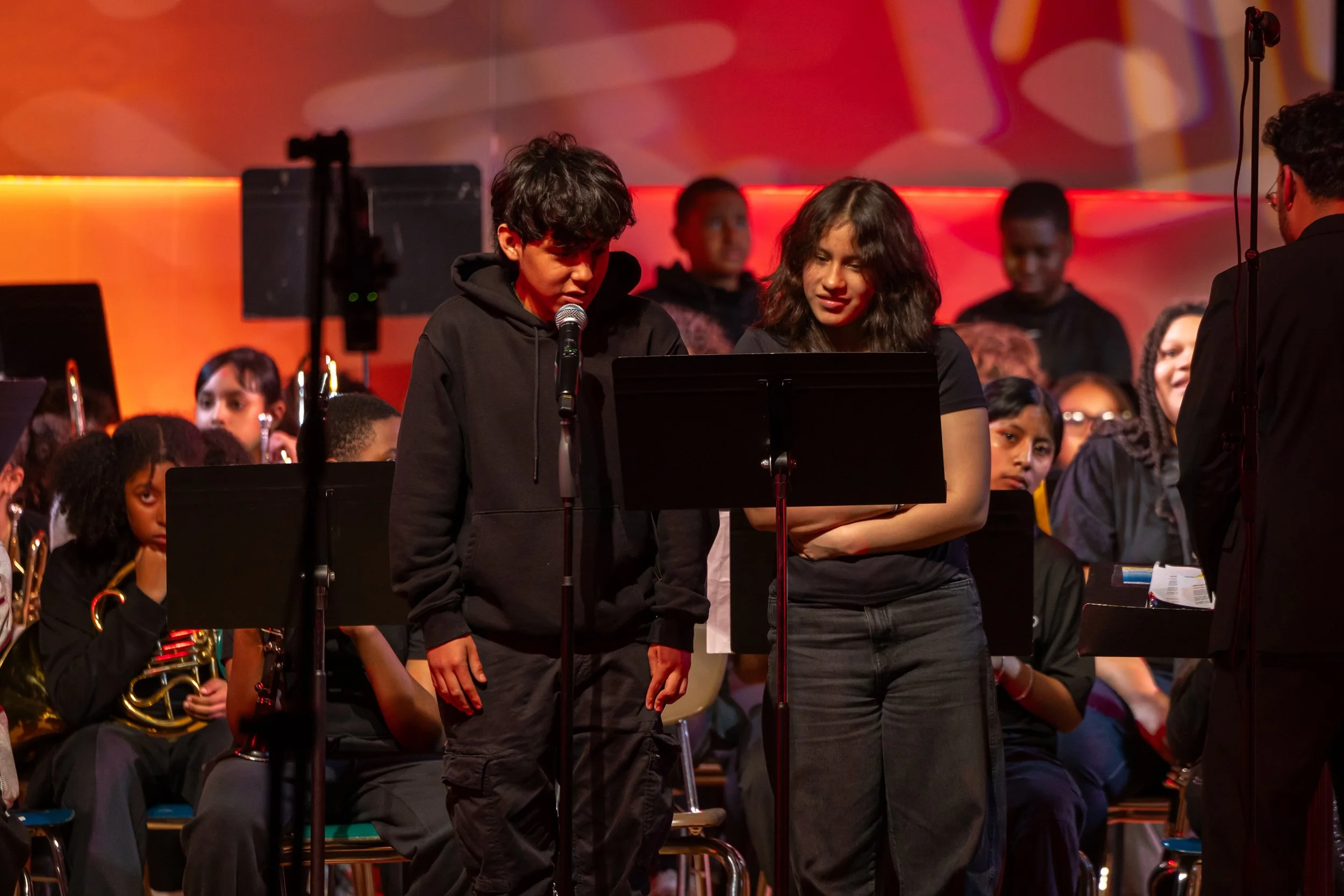 middle school students perform in band concert