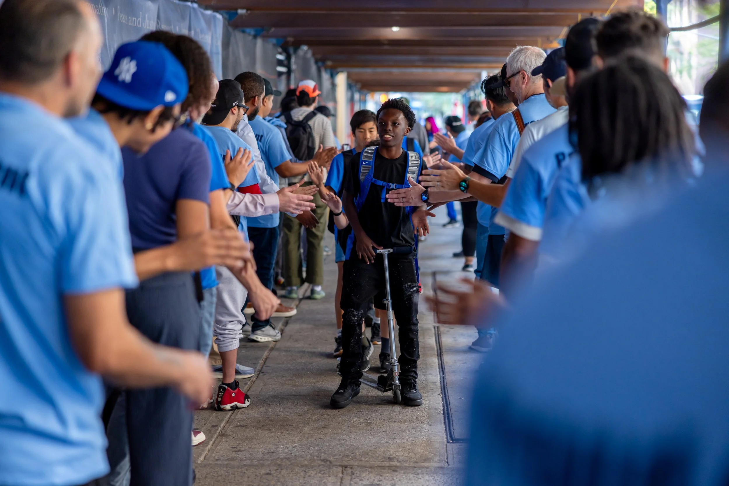 Students get high fives from parents